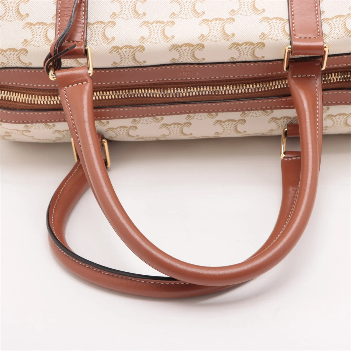 ありーぬ セリーヌ トリオンフ PVC×レザー 2WAYハンドバッグ ホワイト