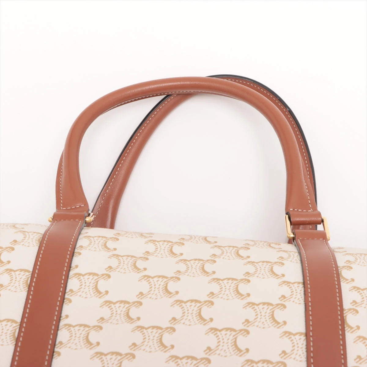 ありーぬ セリーヌ トリオンフ PVC×レザー 2WAYハンドバッグ ホワイト