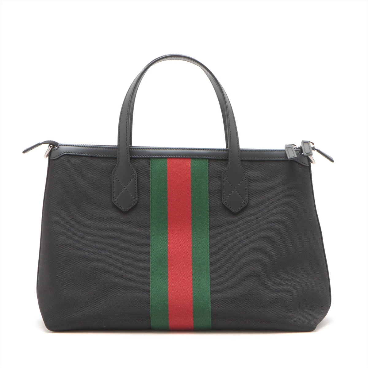 グッチ シェリーライン ナイロン×レザー 2WAYトートバッグ