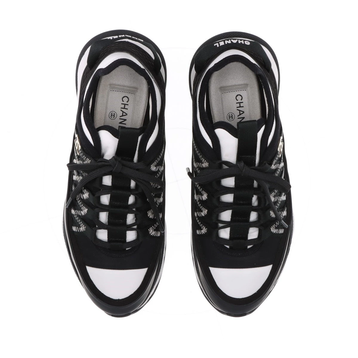 【Aランク】ココマークロゴ ローカットスニーカー ブラック/ホワイト CHANEL 【新品同様】シャネル スニーカー ココマーク レディース