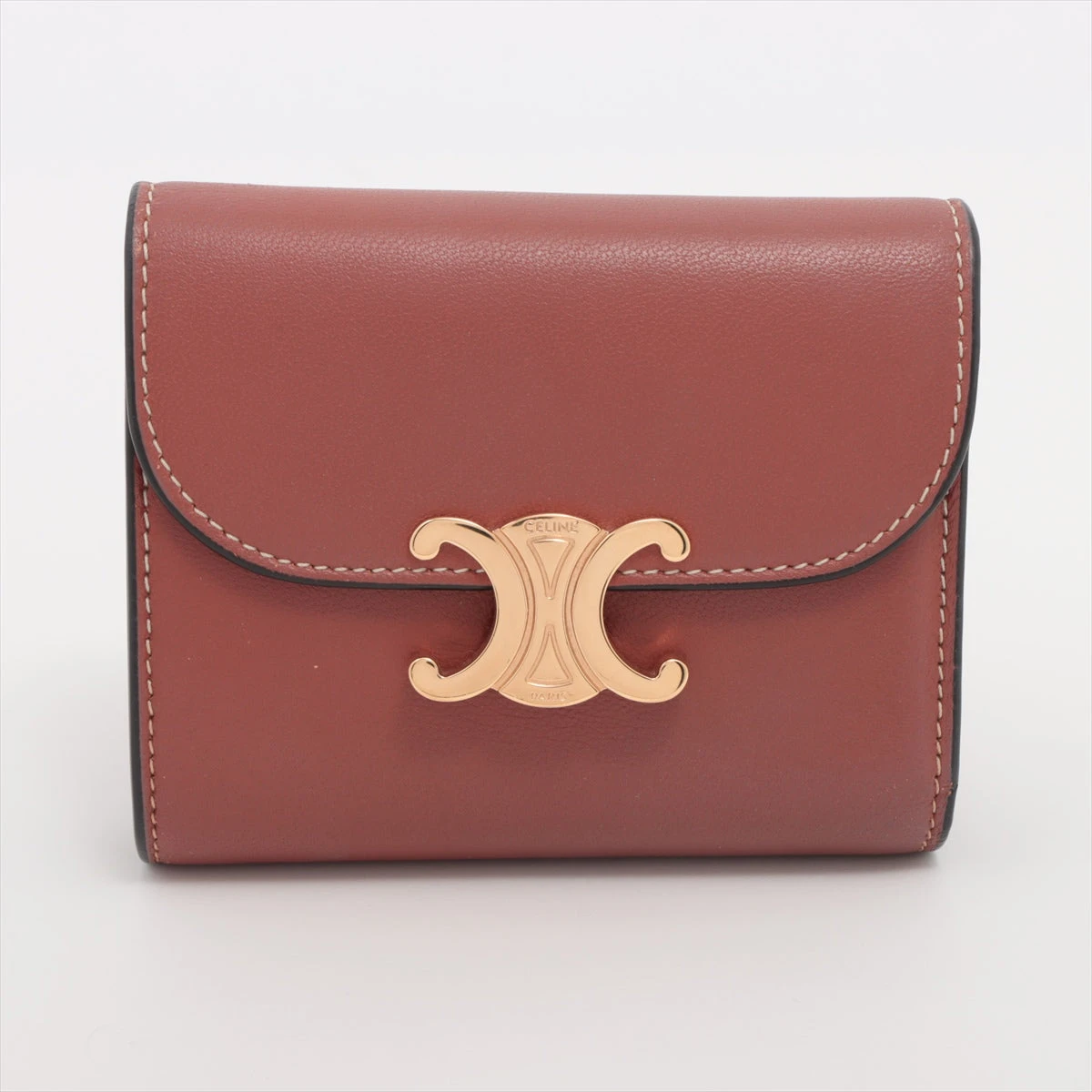 CELINE ブラウンレザー財布 トリオンフ 箱付き CELINE トリオンフ財布ブラウン