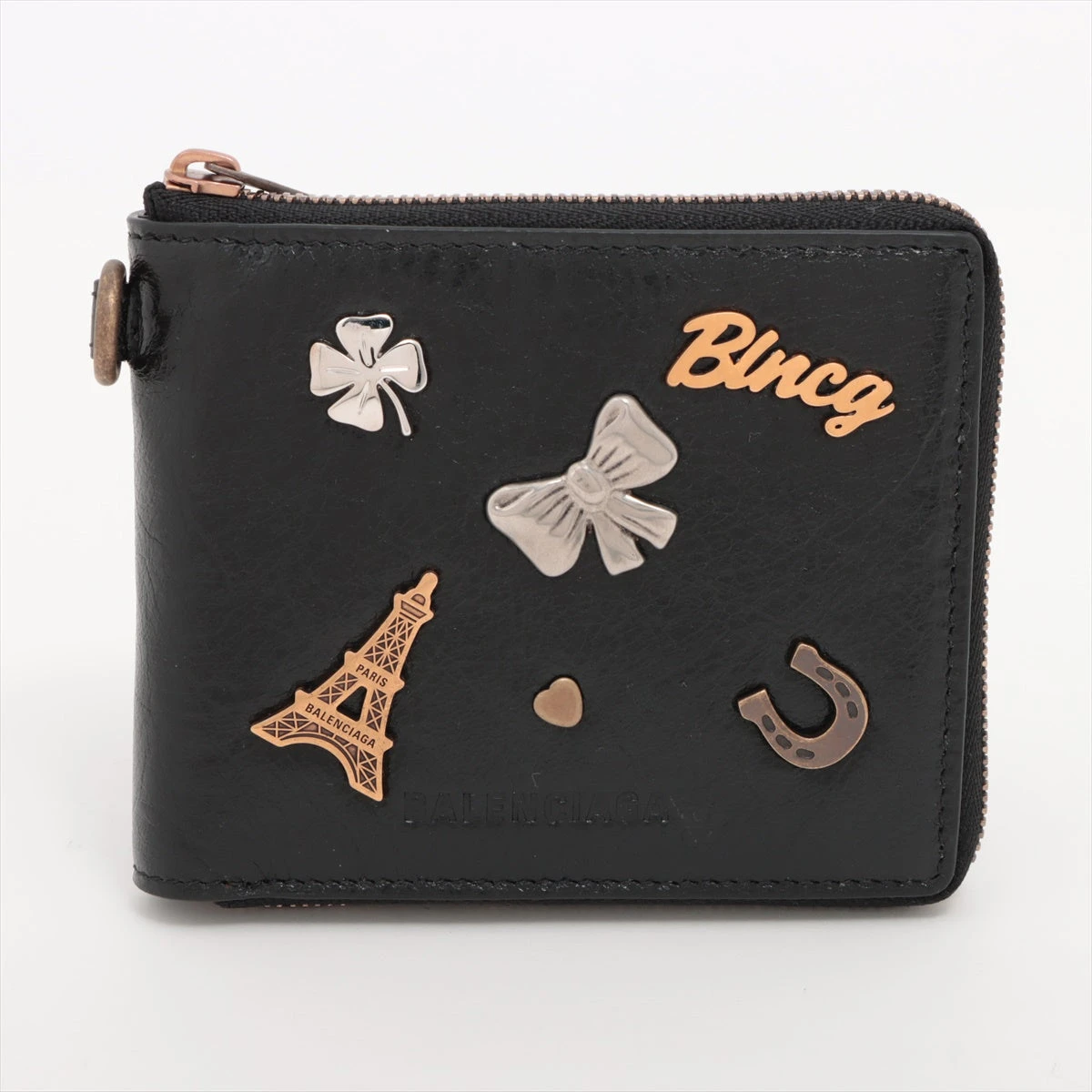 バレンシアガ 664043 レザー コンパクトウォレット ブラック  