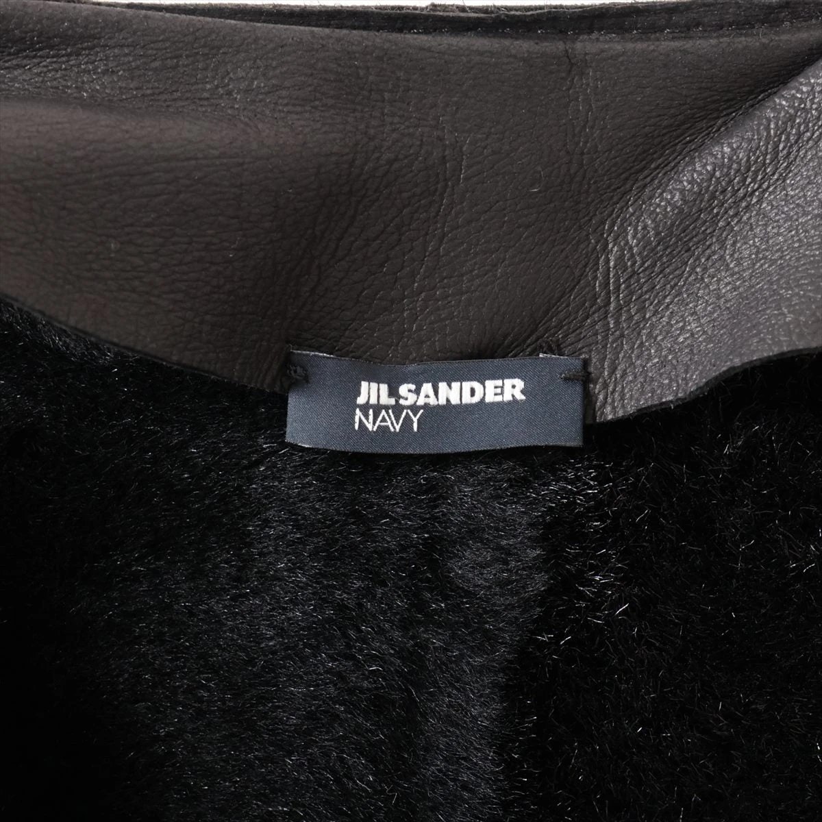 ジルサンダーネイビー　黒ムートンコート ジルサンダーネイビー レザー ムートンコート 34 レディース ブラック