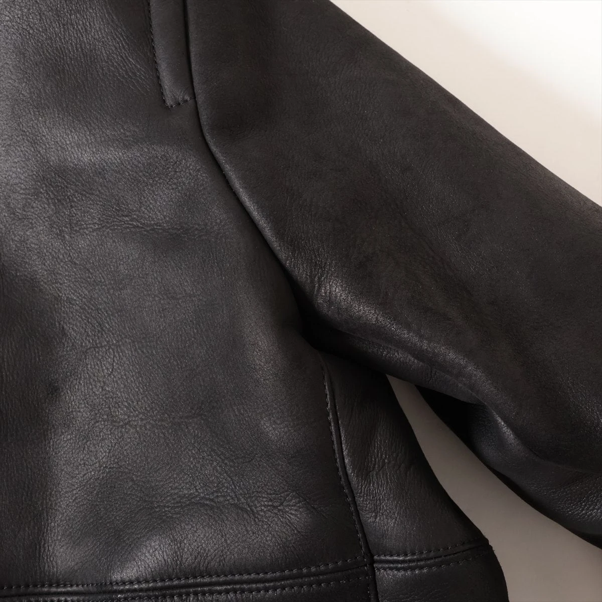 ジルサンダーネイビー レザー ムートンコート 34 レディース ブラック