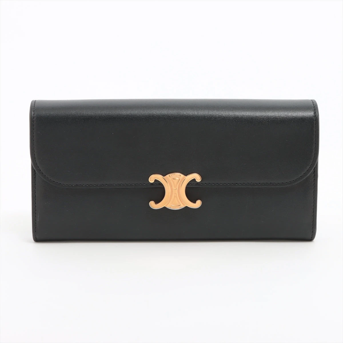 セリーヌ PVCレザー トリオンフ ロングジップ財布 CELINE ほぼ新品 セリーヌ トリオンフ ラージウォレット 二