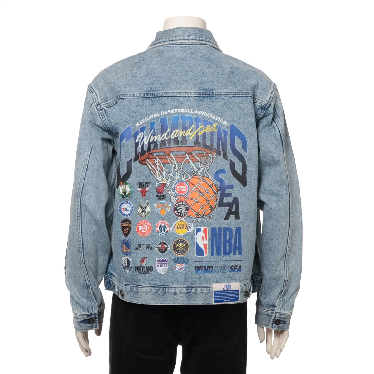 WIND AND SEA × NBA / Gジャン/S/コットン/グレー/WDS-C-PNB7-24-Q4-01 ウィンダンシー×NBA コットン デニムジャケット M メンズ ブルー WDS-C