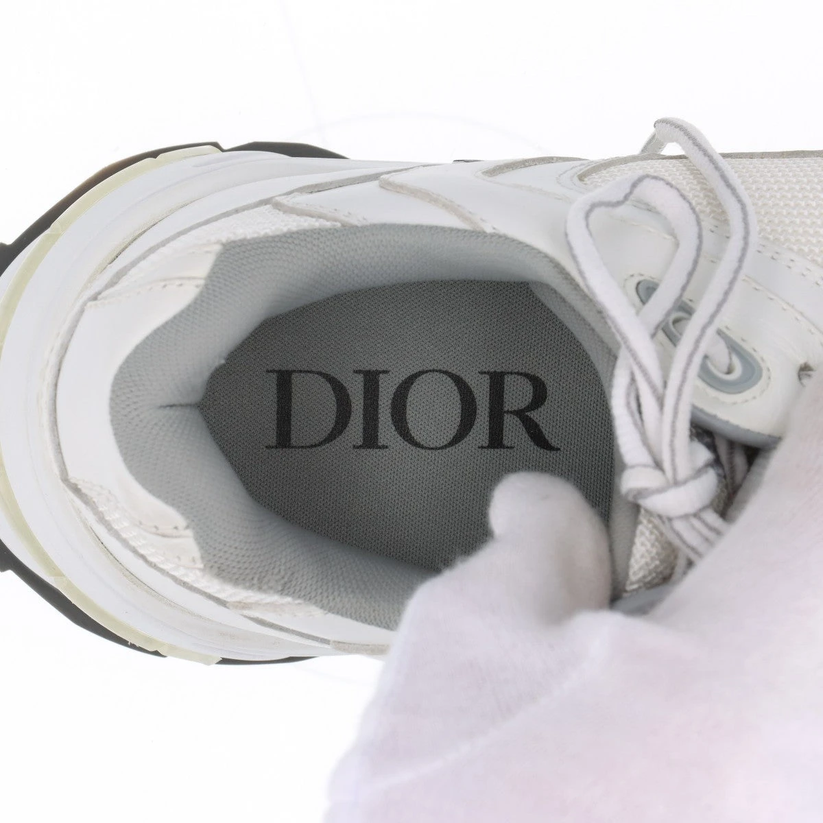 ディオール CD1 メッシュ×レザー スニーカー 42 メンズ グレー  