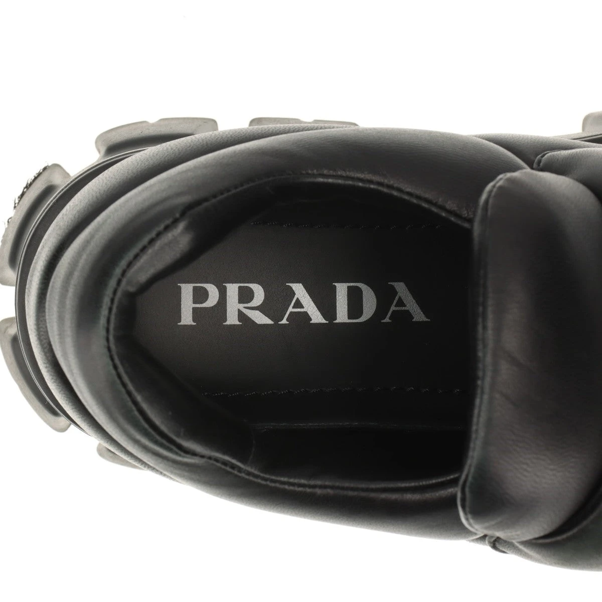 プラダ モノリス レザー ローファー 37 レディース ブラック パデッド