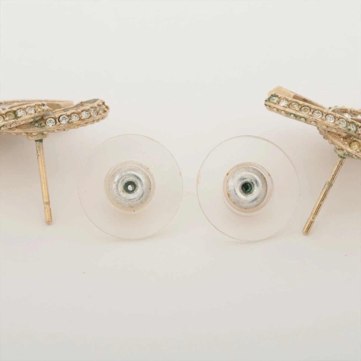 シャネル ココマーク A18V ピアス(両耳用) GP×ラインストーン×フェイク