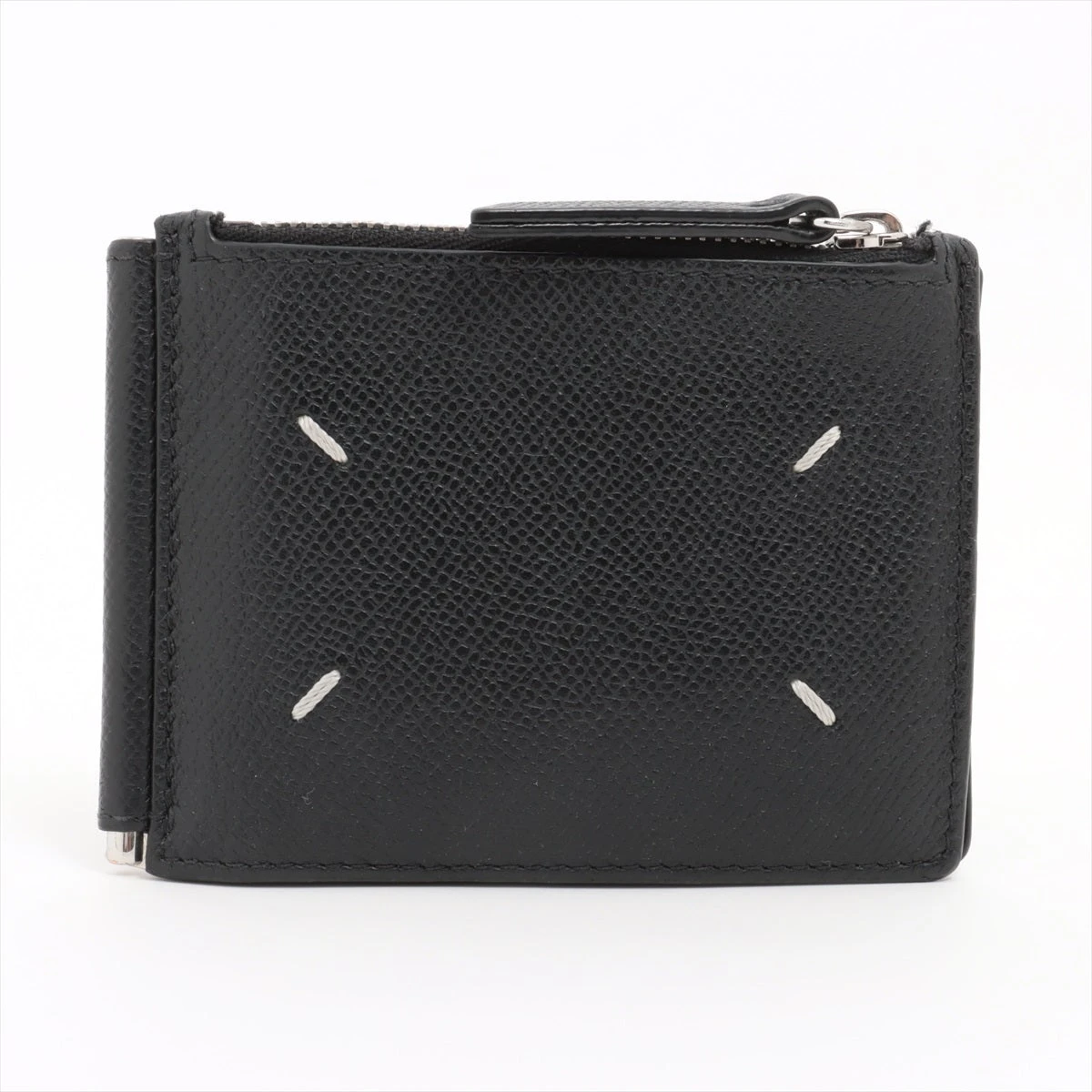 メゾンマルジェラ 4ステッチ レザー マネークリップ ブラック A3404439  