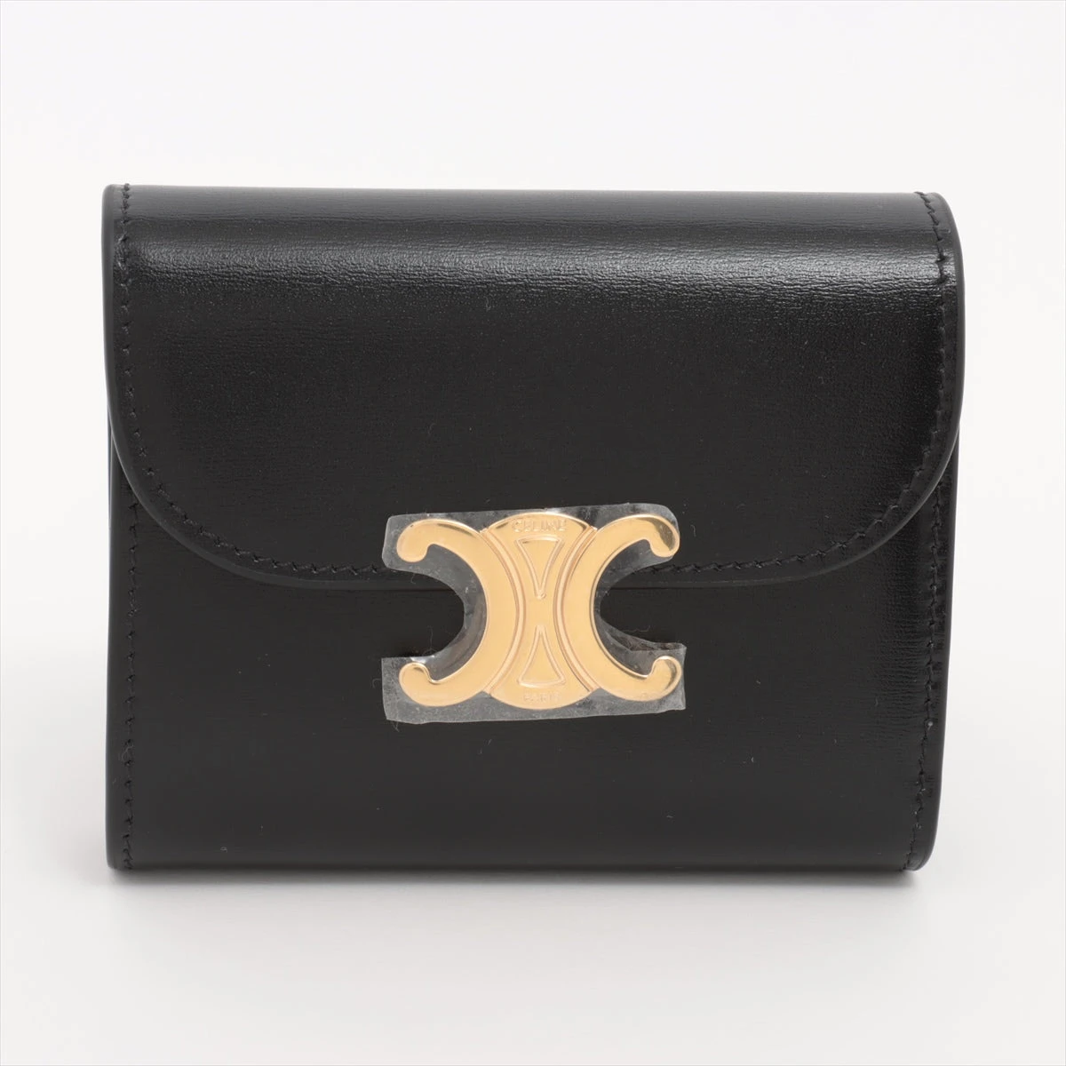 美品✨ CELINE セリーヌ トリオンフ ブラック レザー 三つ折り 財布 CELINE セリーヌ トリオンフ 三つ折り財布 ブラック レザー