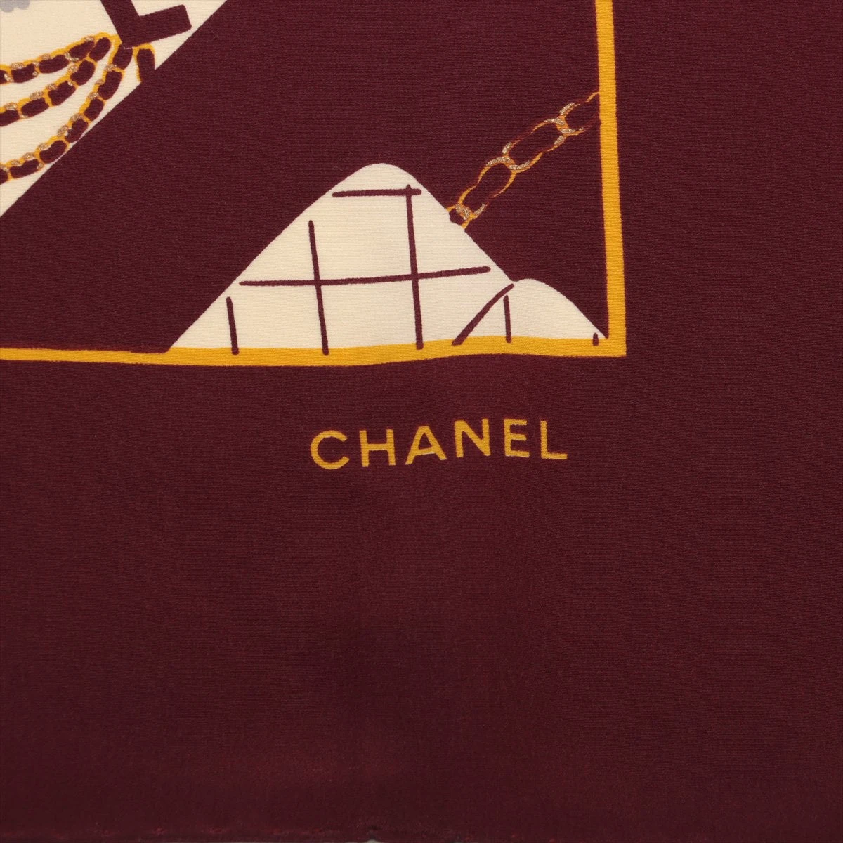 CHANEL シルクスカーフ ボルドー シャネル ココマーク ロゴ スカーフ シルク ボルドー ロザンジュ