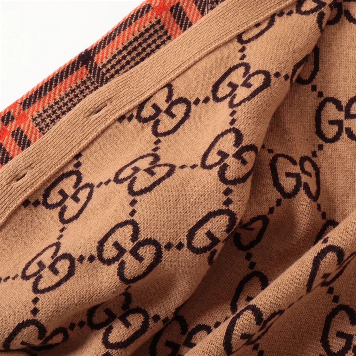 グッチ GUCCI GG柄 カーディガン グレンチェック ウール ライトブラウン ダークブラウン オレンジ リバーシブル 699872 レディース 中古 GUCCI - グッチ GUCCI GG柄 カーディガン 衣料品 トップス