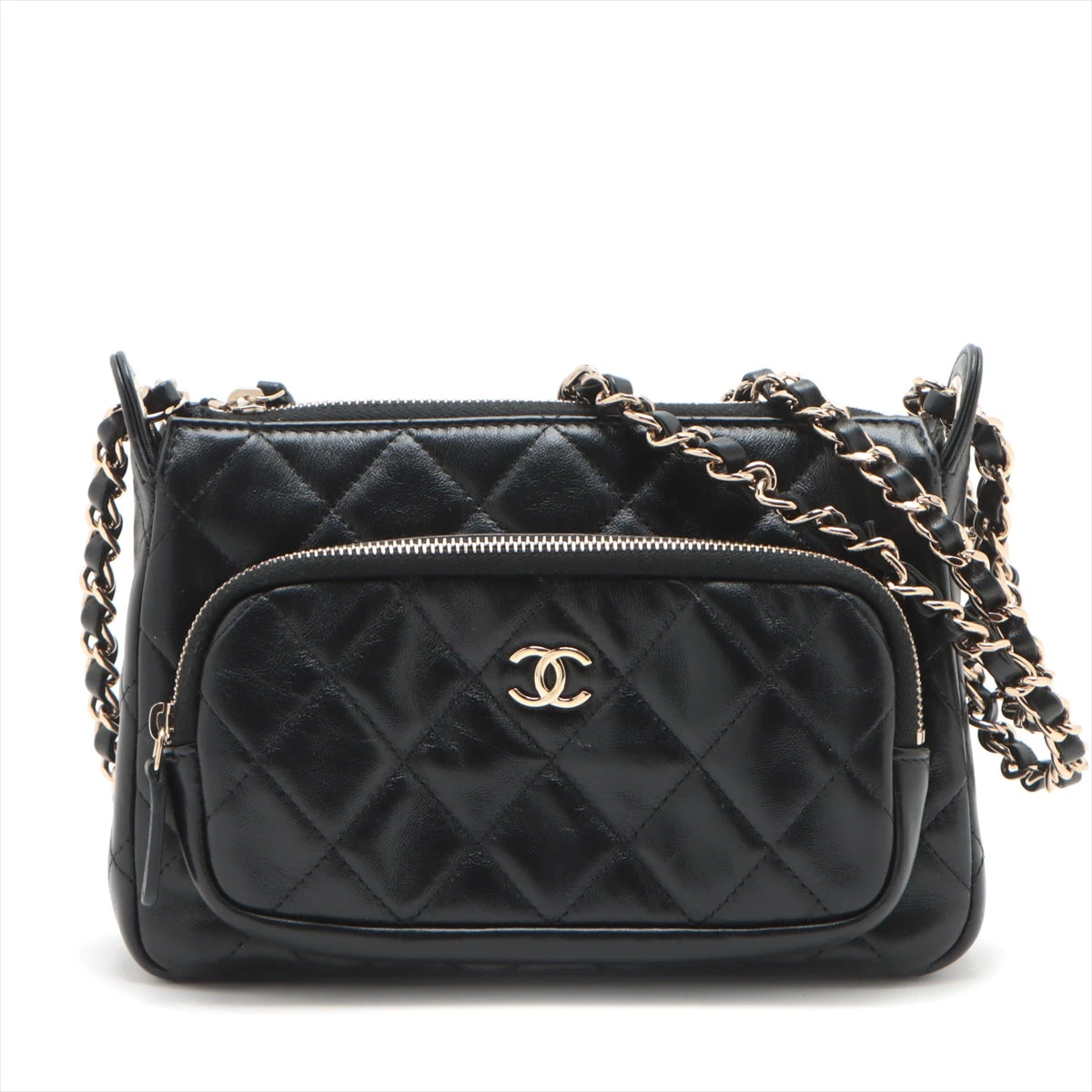 シャネル マトラッセ ラムスキン チェーンショルダーバッグ ブラック  