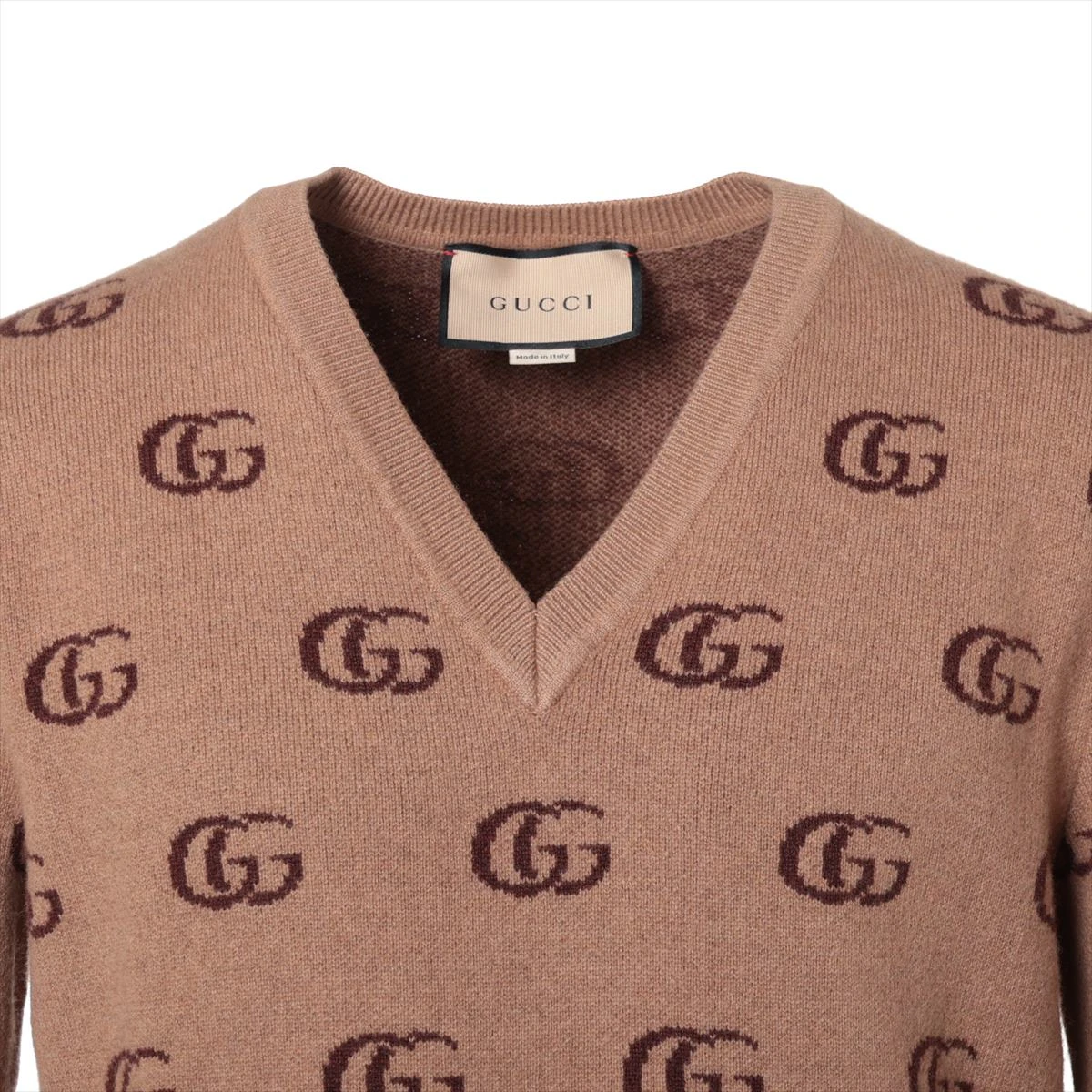 グッチ GGマーモント ウール×カシミヤ ニット S メンズ ブラウン