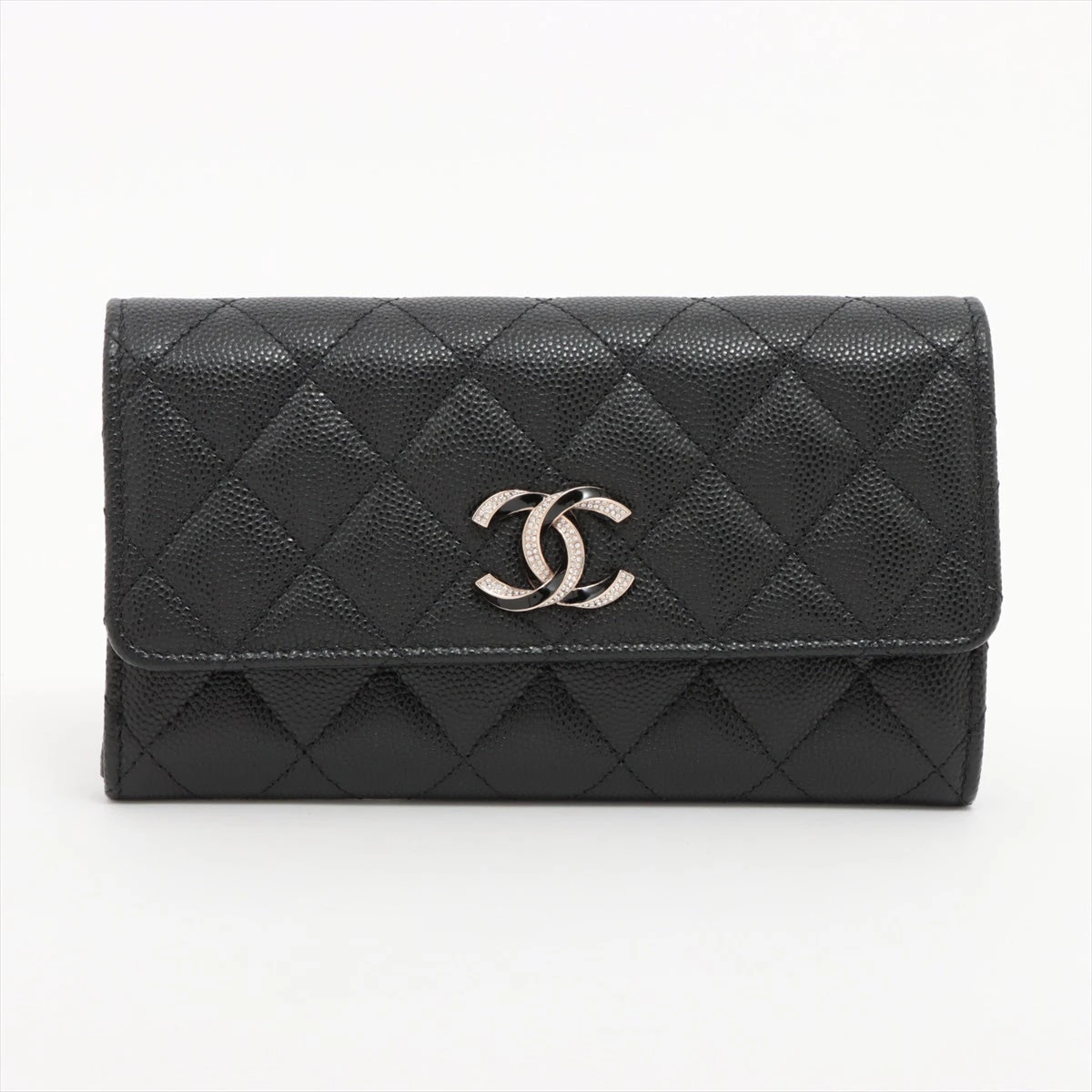 CHANEL 27番台 マトラッセ キャビアスキン 財布 シャネル マトラッセ キャビアスキン 財布 ブラック ゴールド金具