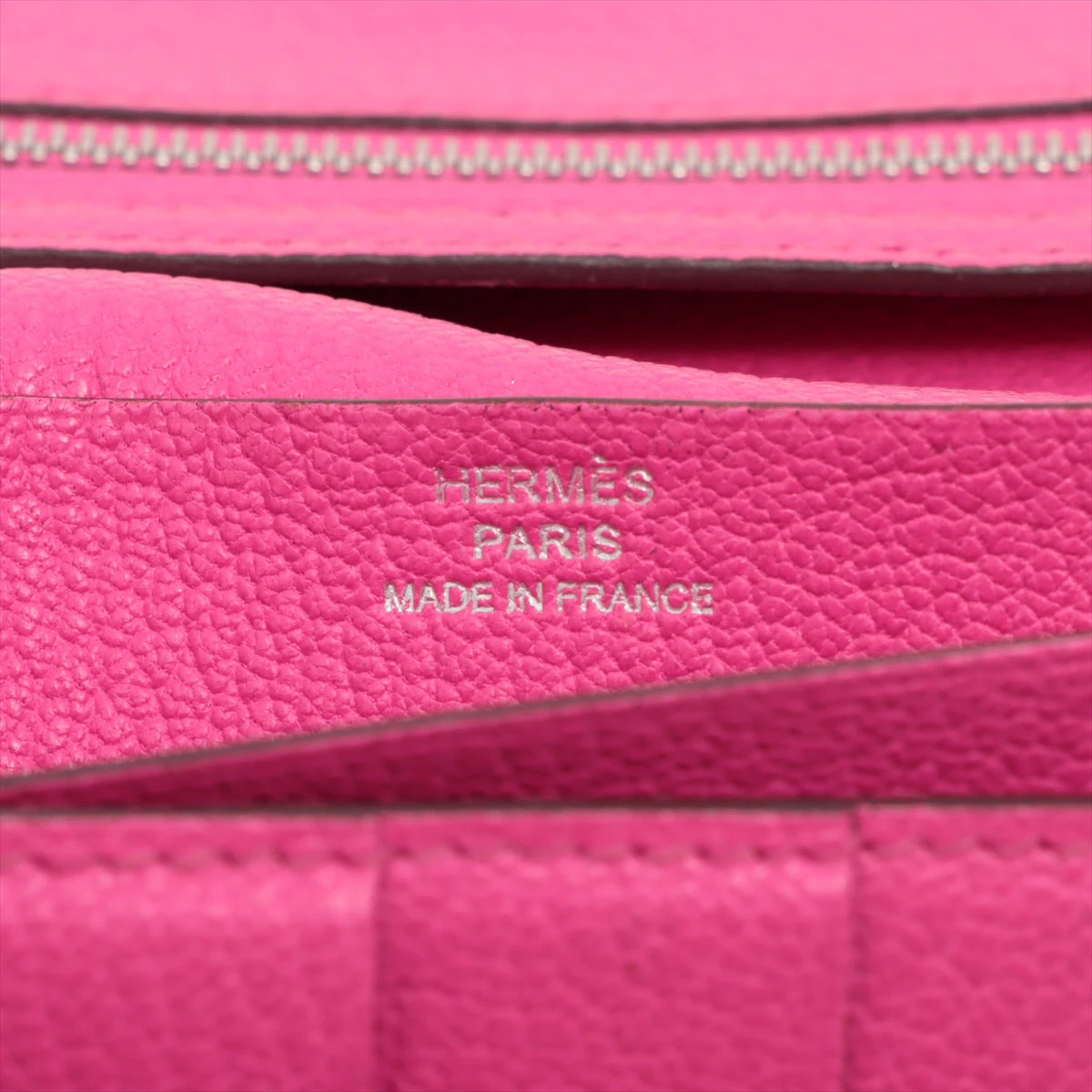 エルメス ベアン デュプリ シェブルミゾル 財布 ピンク シルバー金具
