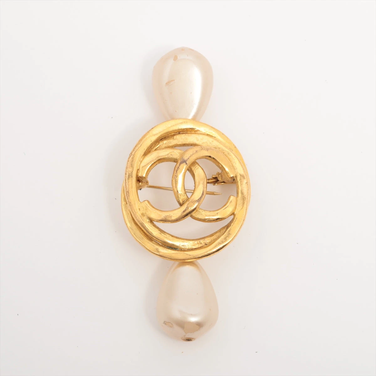 良品】シャネル ブローチ ココマーク フェイクパール ゴールド金具 □シャネル□CHANEL□ブローチ□ココマーク□CCマーク□フェイク