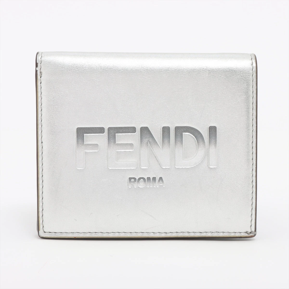 フェンディ 8M0468 レザー コンパクトウォレット シルバー