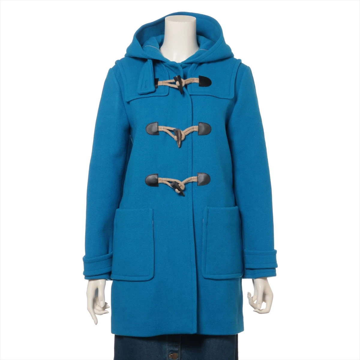 プラダ 13年 ウール×カシミヤ ダッフルコート 40 レディース ブルー