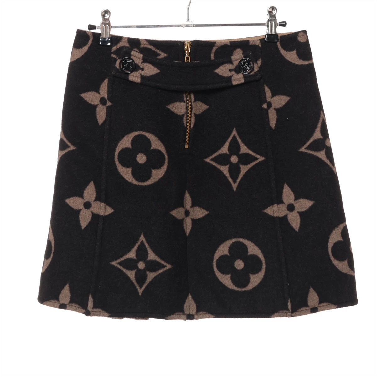 ヴィトン 21SS ウール×シルク スカート 36 レディース ブラック