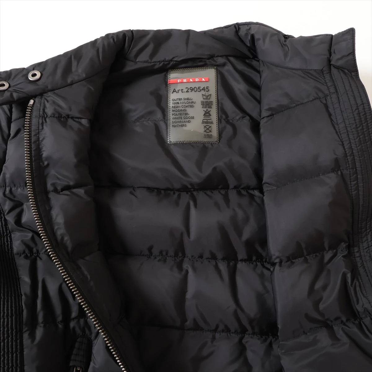 美品✨️ プラダスポーツ ナイロン ダウンジャケット 42 ブラック ロゴ プラダスポーツ 14AW ナイロン ダウンジャケット 42 レディース