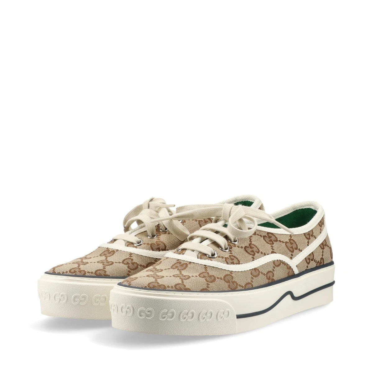 グッチ テニス1977 キャンバス スニーカー 38 レディース ベージュ GG  
