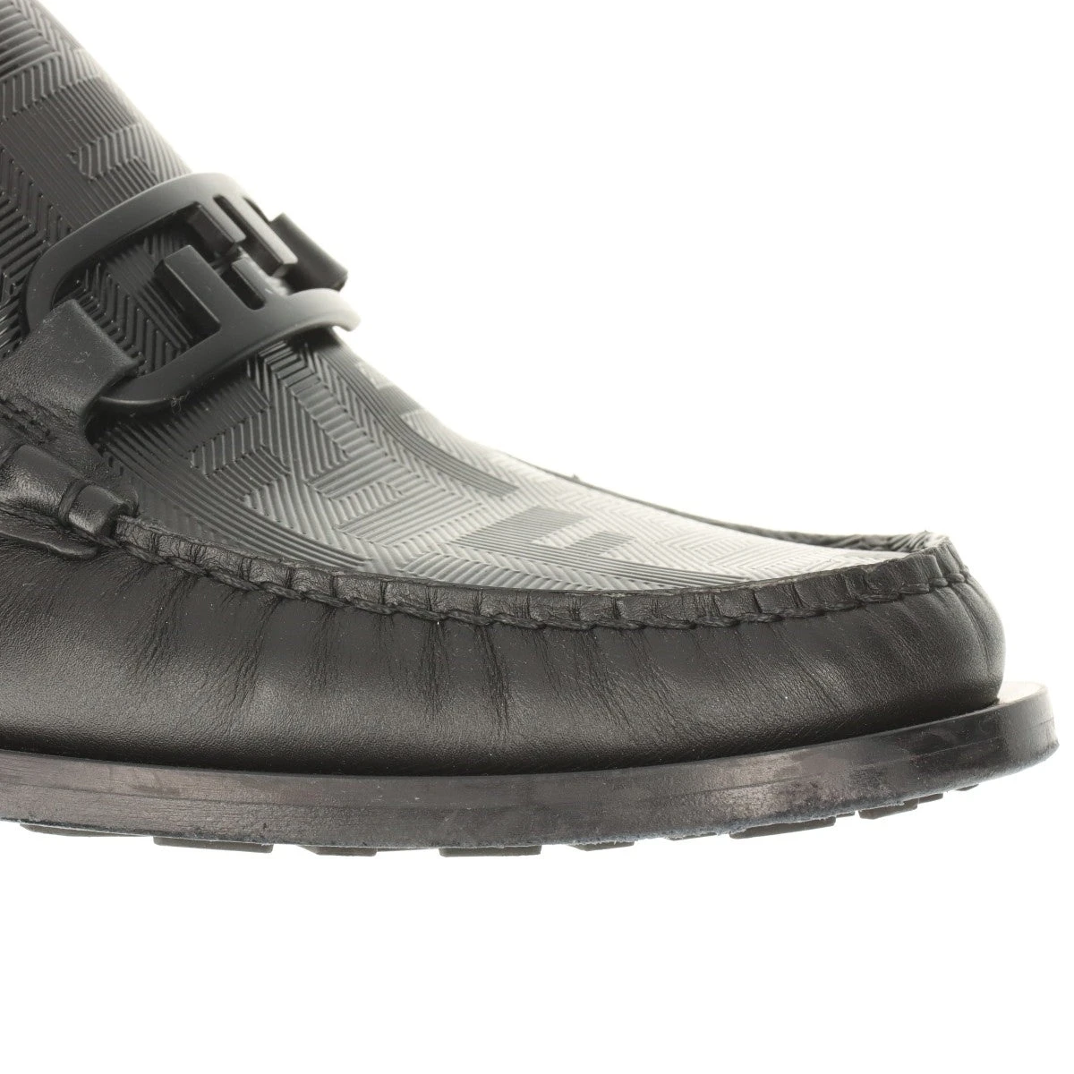 フェンディ ズッカ レザー ローファー 6 メンズ ブラック 7D1546