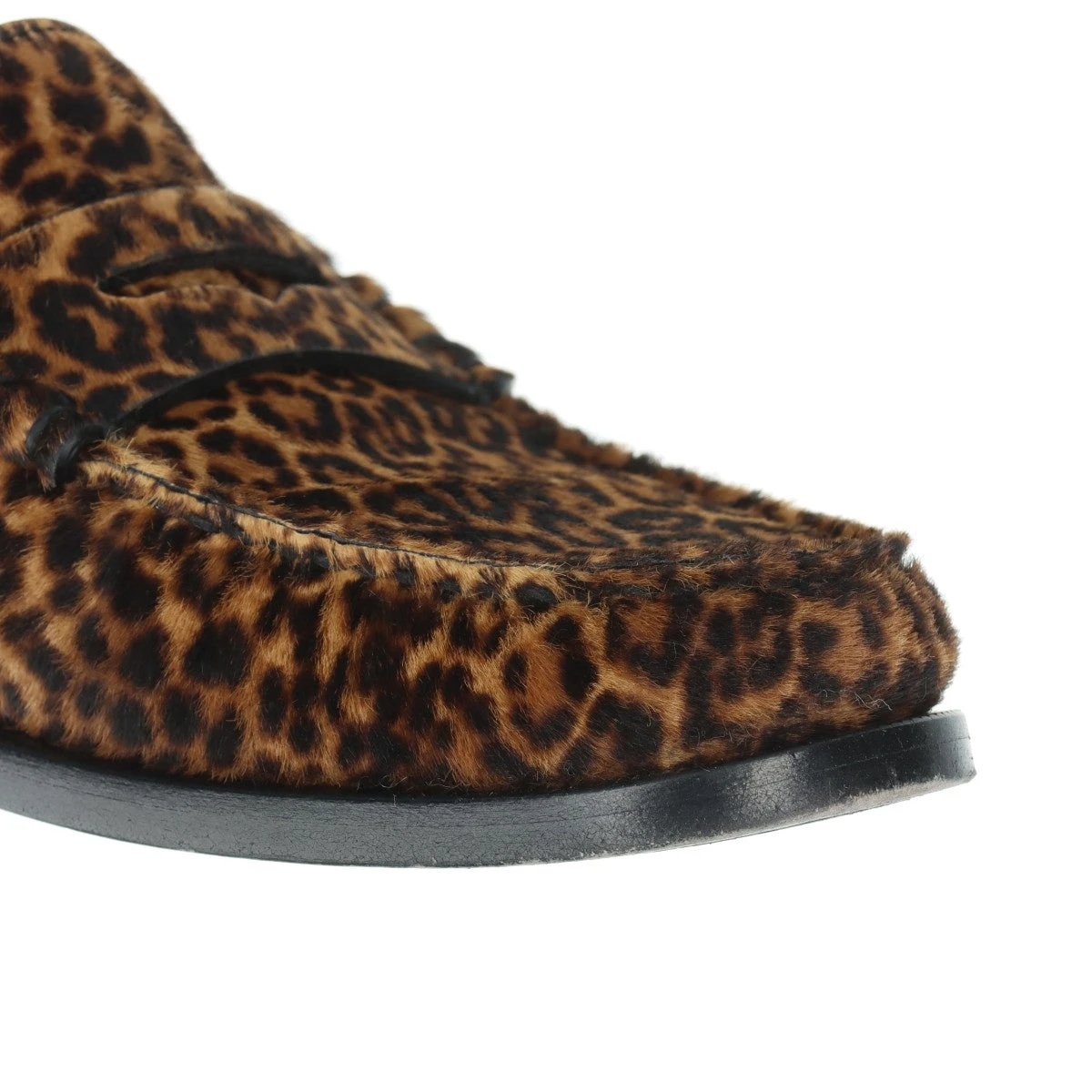 サンローランパリ レザー×ハラコ ローファー 41 メンズ レオパード