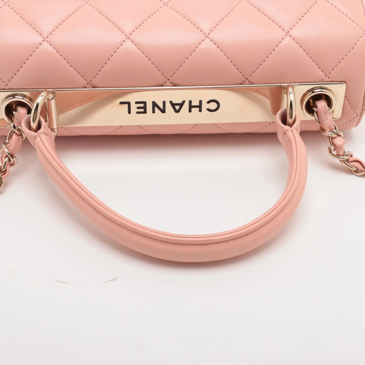 【使用頻度少】 CHANEL シャネル ラムスキン ピンクベージュ ゴールド シャネル トレンディCC ラムスキン 2WAYハンドバッグ マトラッセ