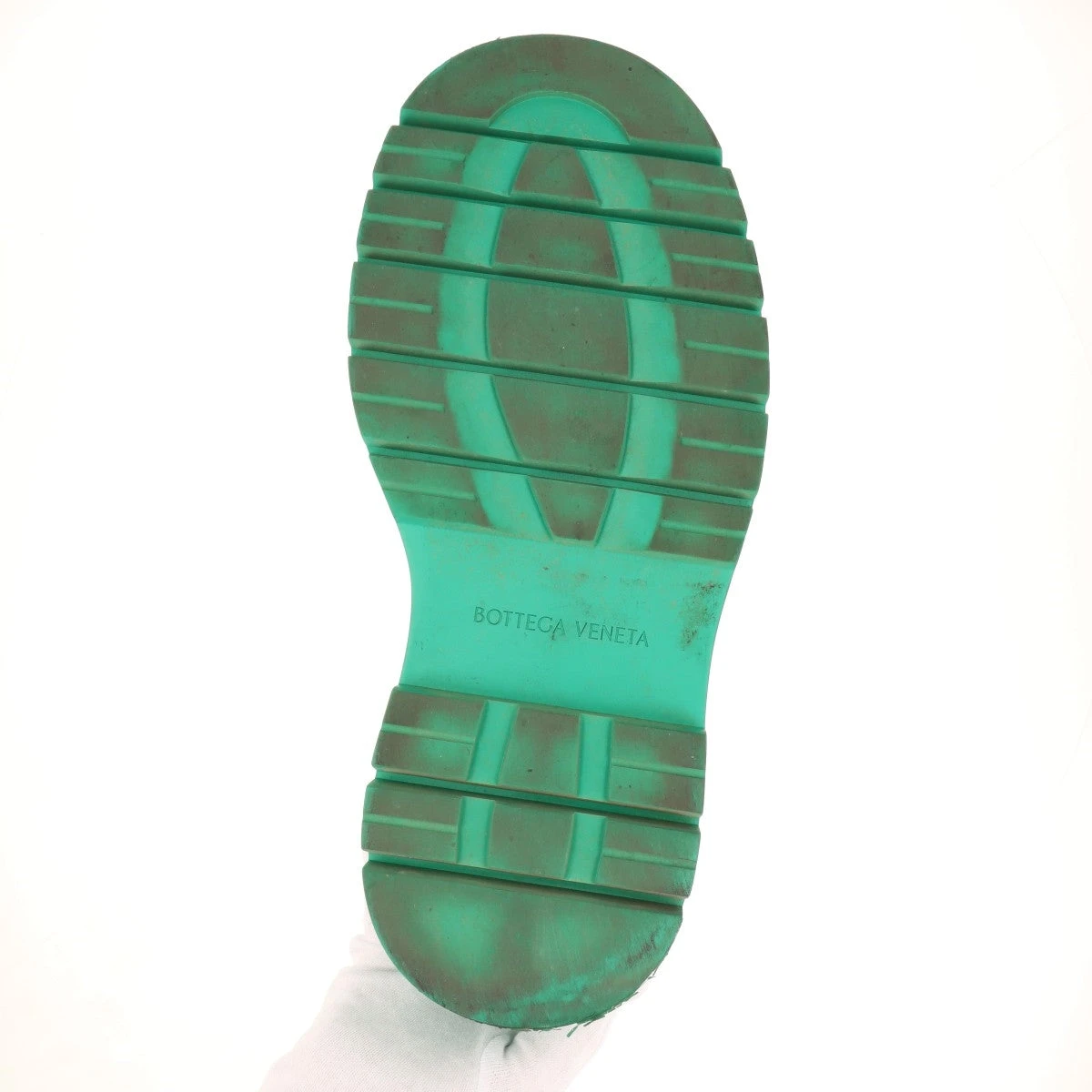 ボッテガヴェネタ タイヤ レザー サイドゴアブーツ 42 メンズ グリーン