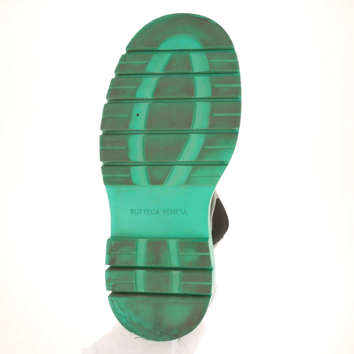 ボッテガヴェネタ タイヤ レザー サイドゴアブーツ 42 メンズ グリーン