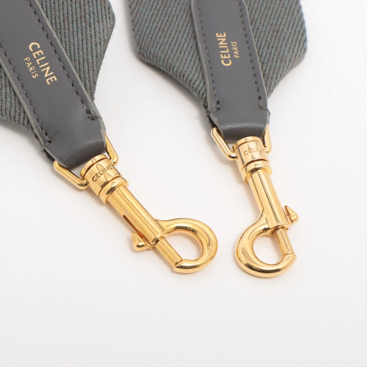 セリーヌ ロゴ ショルダーストラップ キャンバス×レザー グレー  