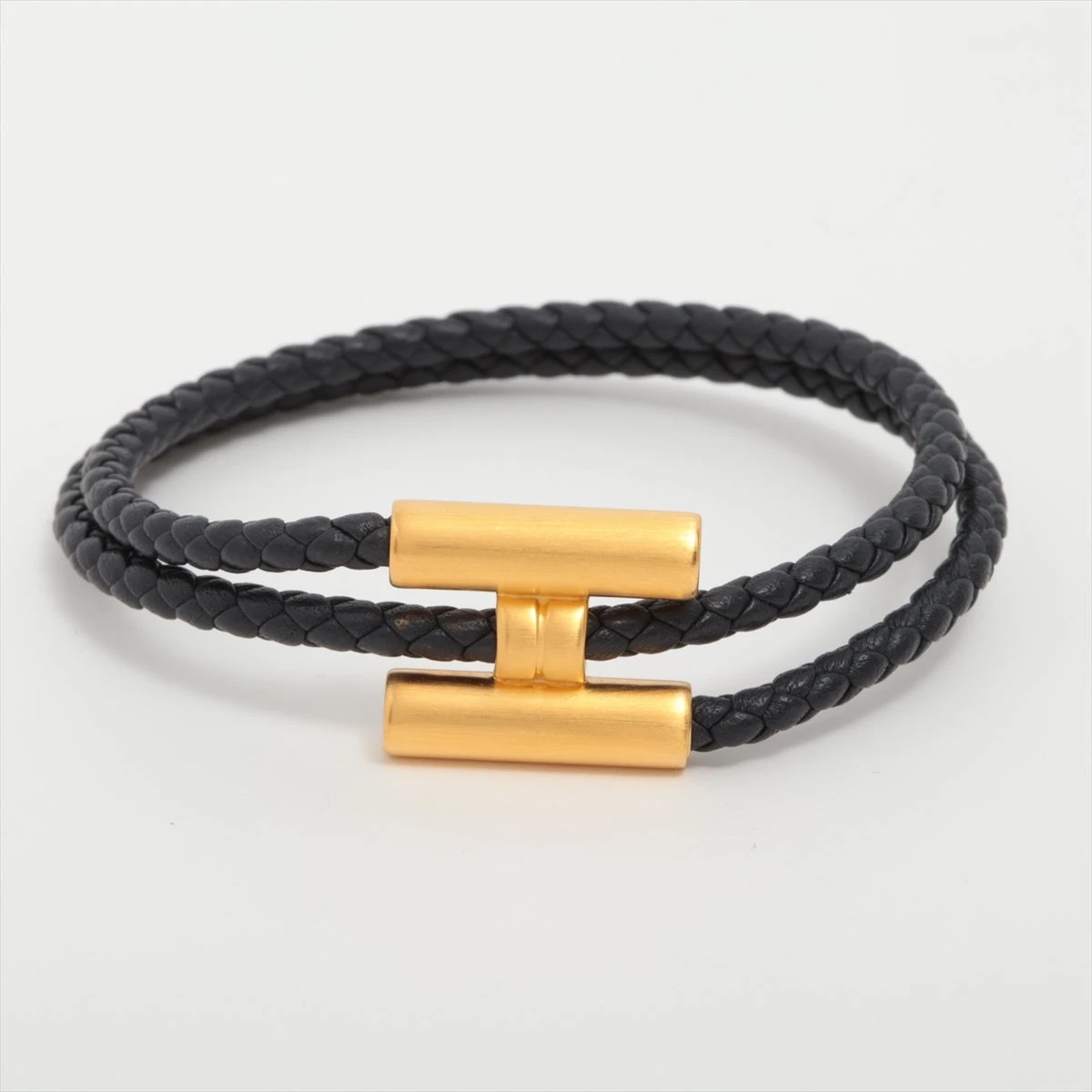 エルメス トゥルニ トレッセ ブレスレット GP×革 ブラック エルメス トゥルニ トレッセ ブレスレット GP×革 ブラック