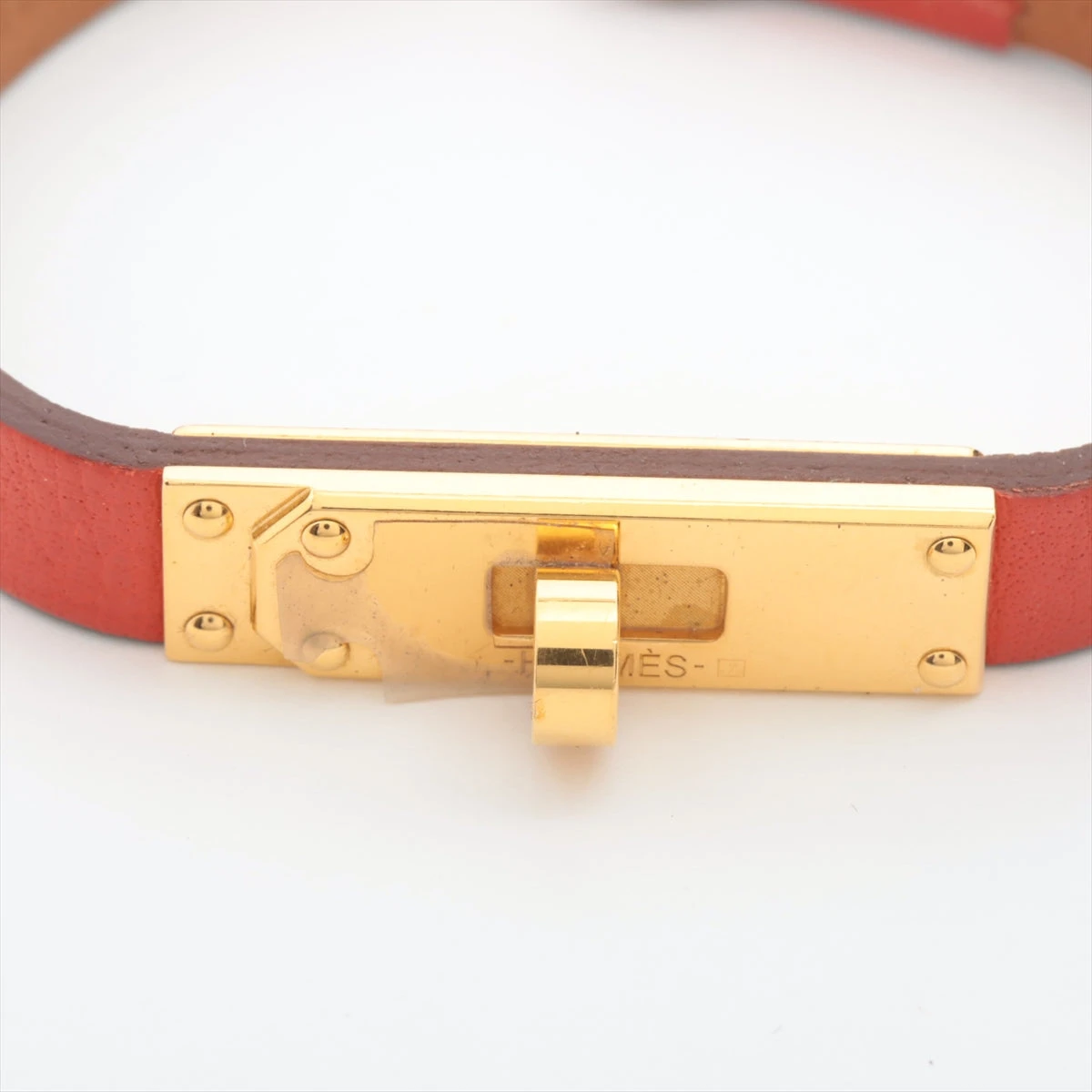 エルメス マイクロケリー □R2014 ブレスレット XS GP×レザー レッド 