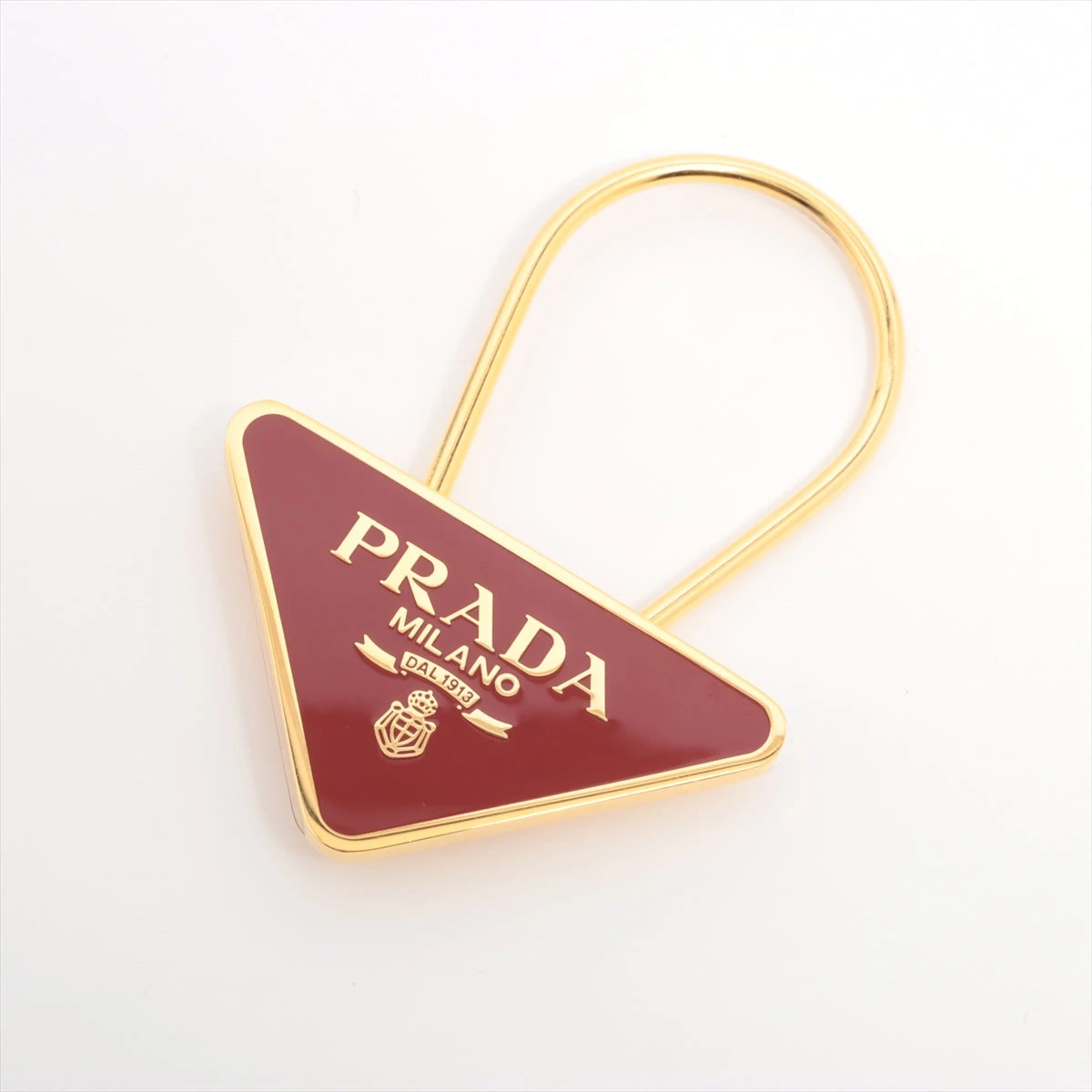 プラダ トライアングルロゴ チャーム GP レッド×ゴールド 1PS395