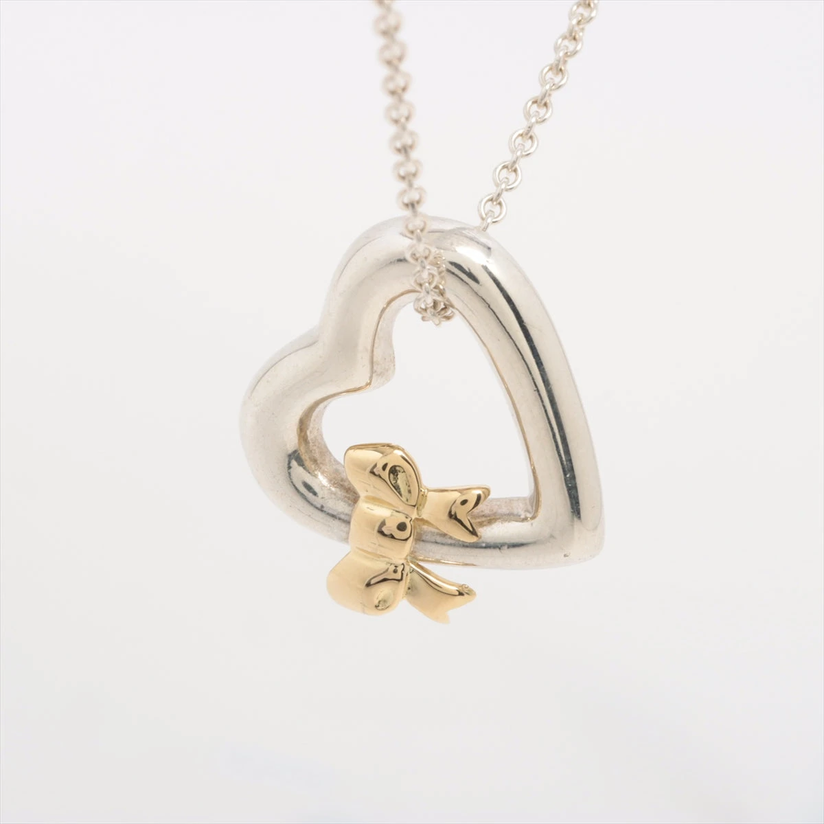 ティファニー シルバーゴールド ハー トリボンネックレス Tiffany & Co. シルバー ゴールド ハート リボン ネックレス
