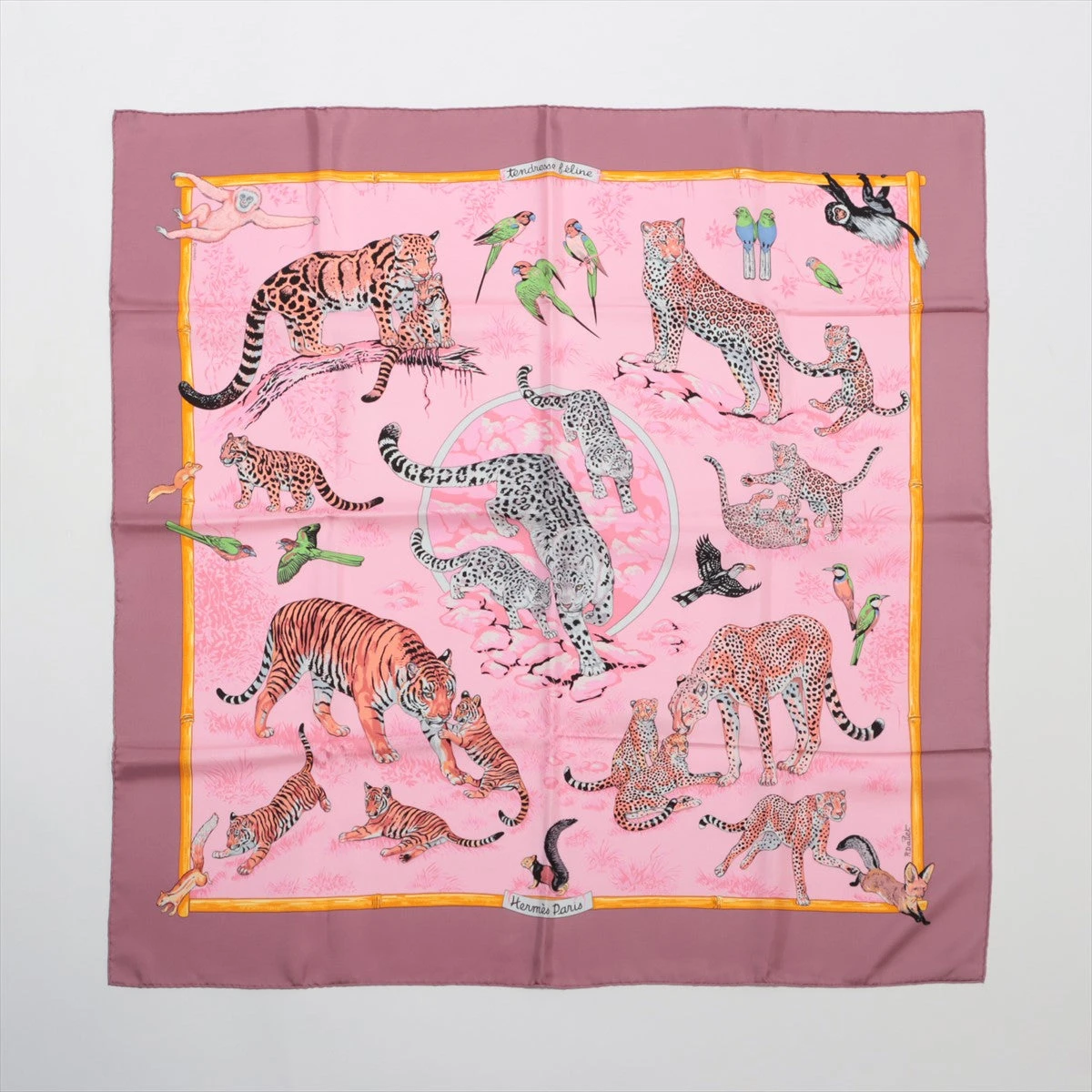 エルメス カレ90 tendresse feline 野生の優しさ スカーフ シルク