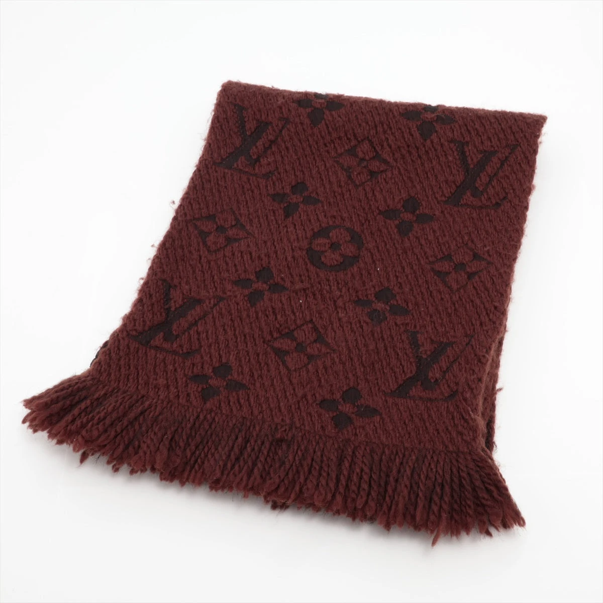良品　ルイ・ヴィトン　エシャルプ　ロゴマニア　ロングマフラー　シルク混　ブラウン 美品】LOUIS VUITTON ルイヴィトン マフラー エシャルプ ロゴ