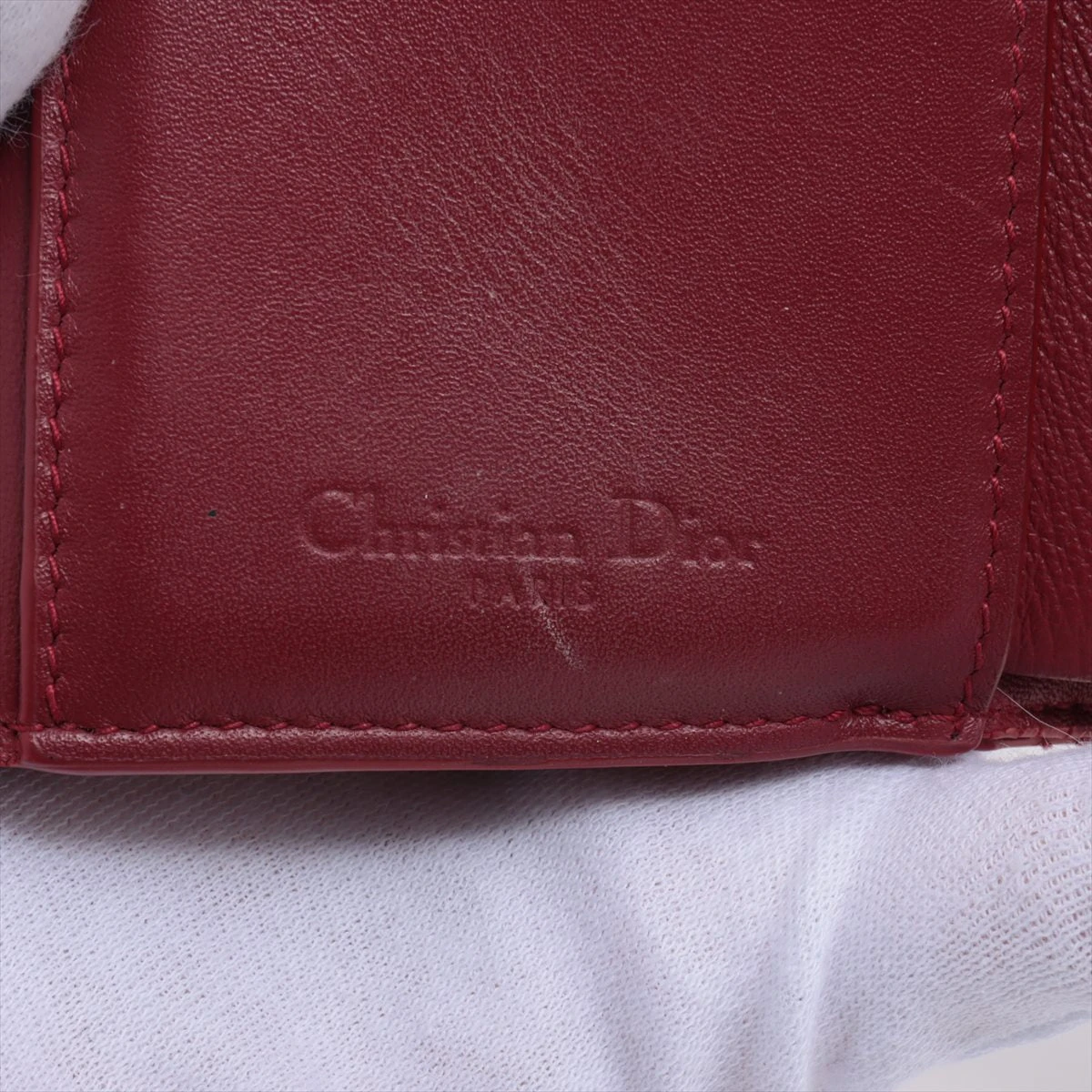 ディオール レディディオール カナージュ パテントレザー 財布 レッド