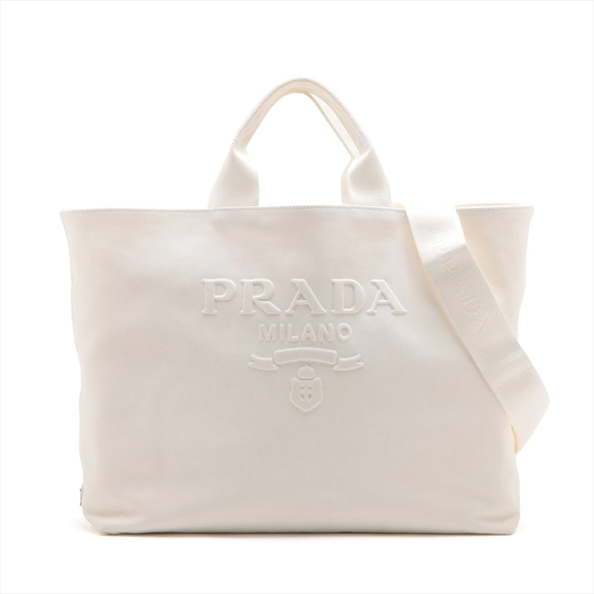 PRADA ホワイト トートバッグ キャンバス