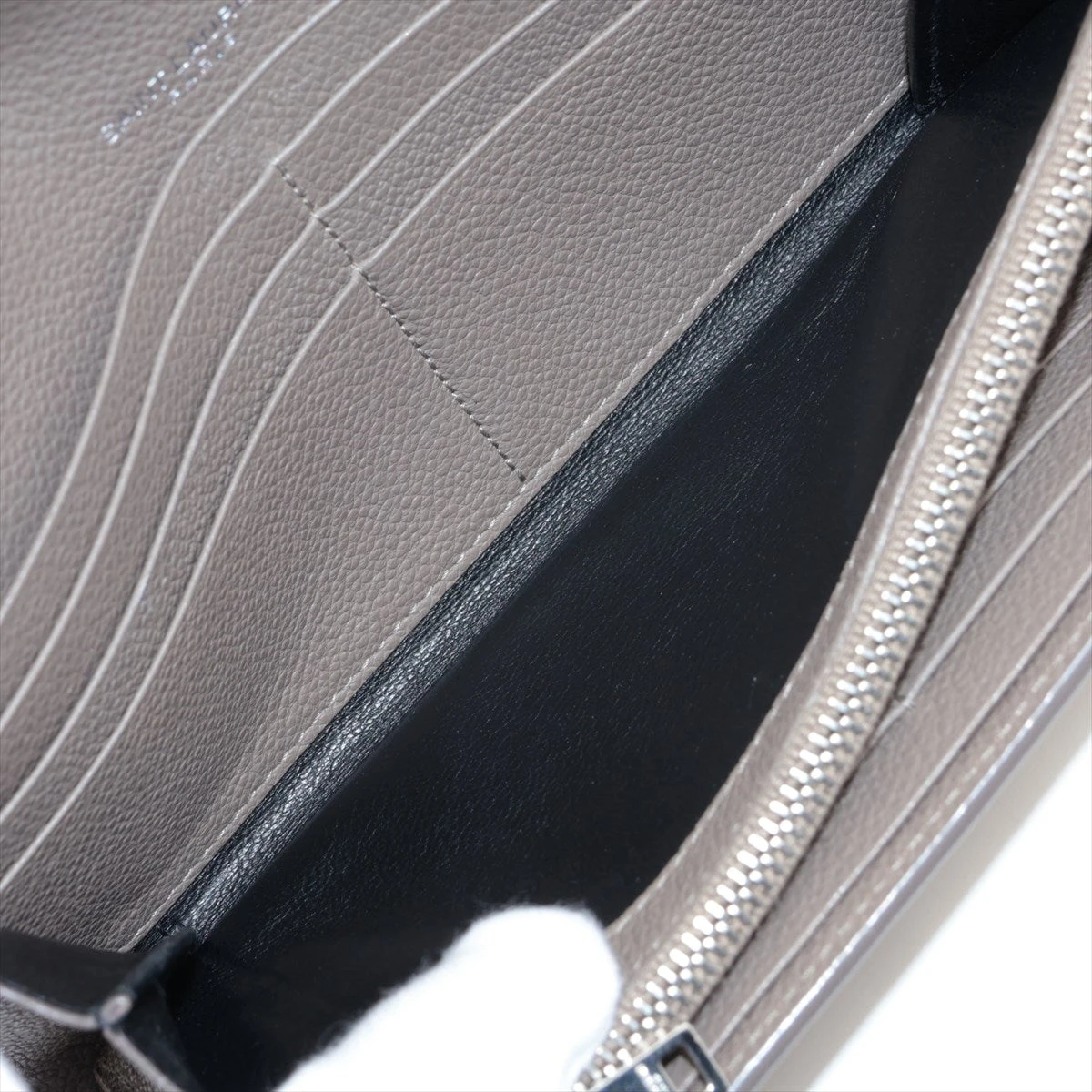 サンローランパリ YSLライン CFP414567 レザー 長財布 グレージュ 