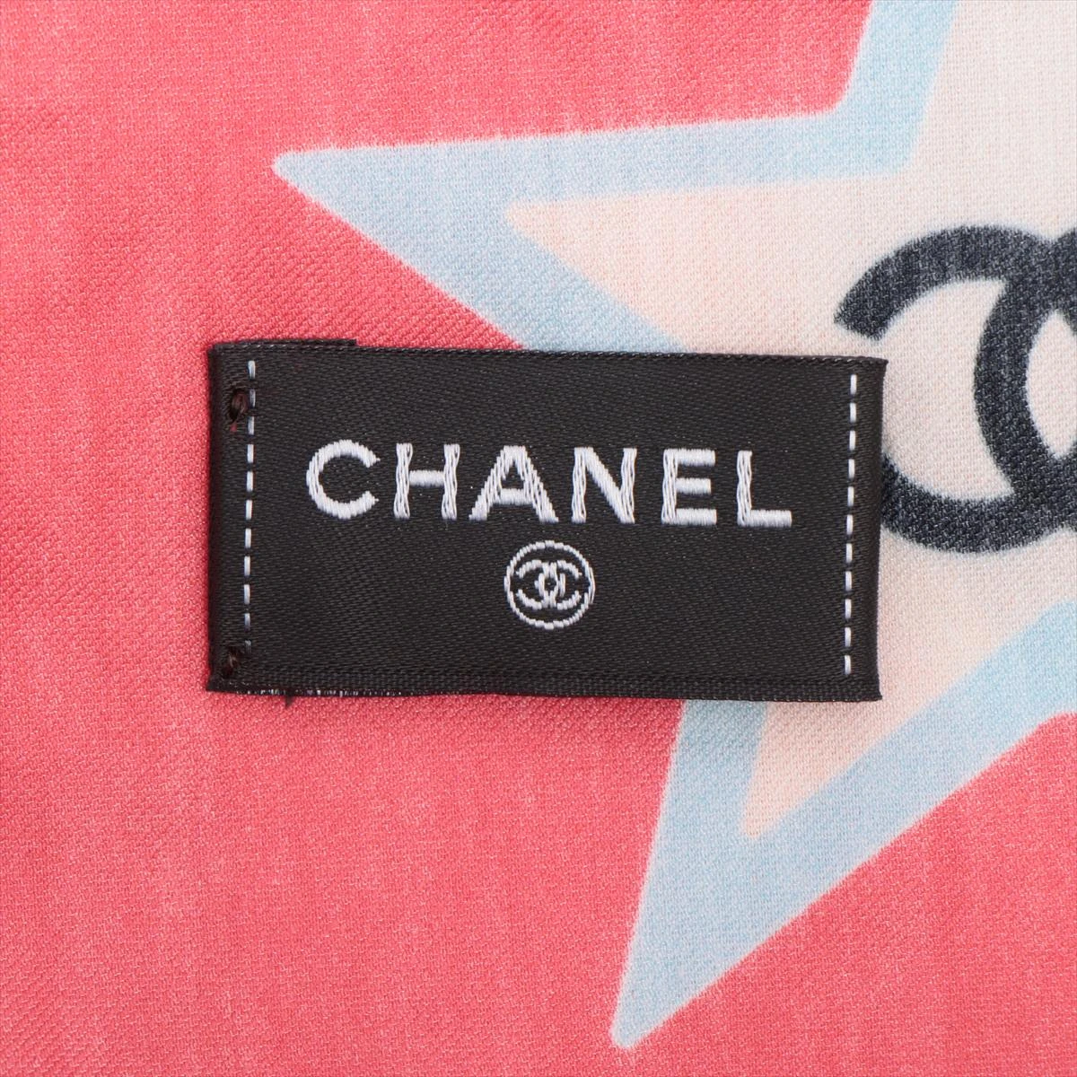 CHANEL ロゴ入りピンクストール CHANEL ストール カシミヤ×シルク 120×200cm ピンク シャネル