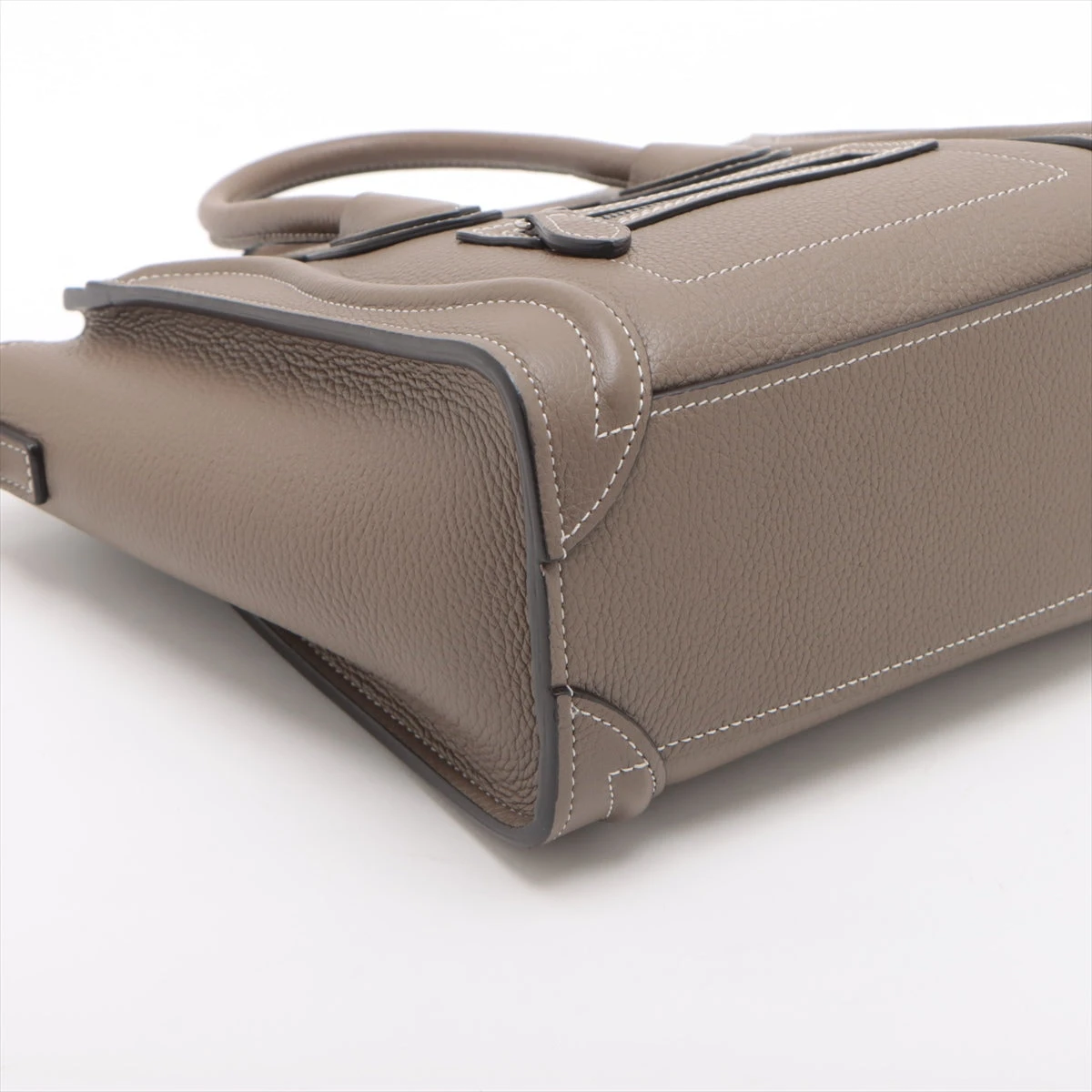 CELINE ラゲージ　ナノショッパー　2way グレー　オールレザー セリーヌラゲージ ナノショッパー グレージュ シルバー金具