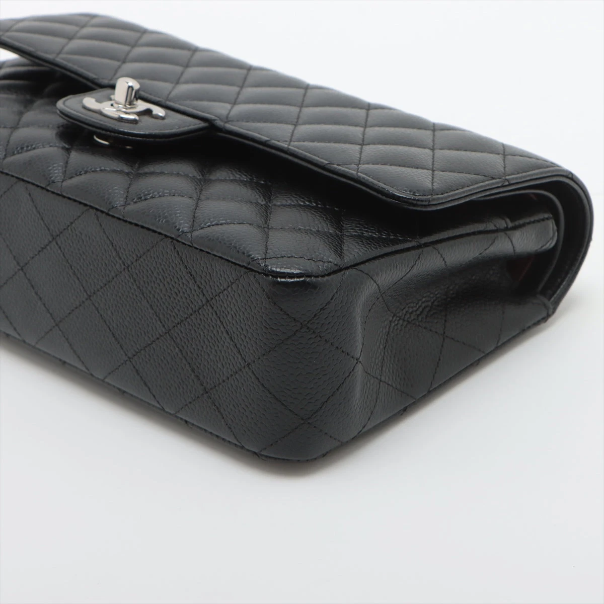 CHANEL クラシック ラージ キャビア ブラック ダブルフラップ 17番台 (未使用レベル) シャネル マトラッセ25 キャビアスキン ダブルフラップ ダブルチェーン