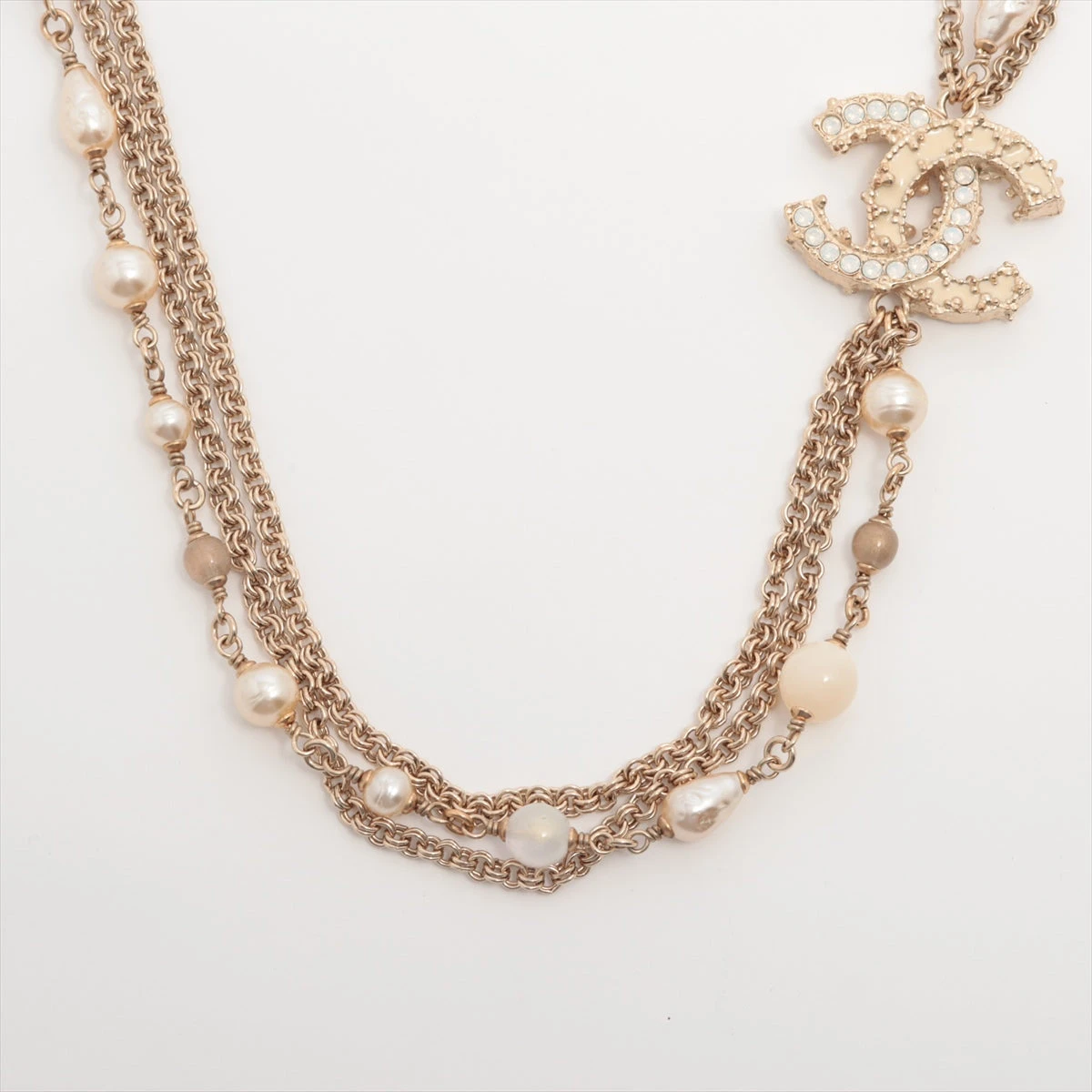 CHANEL シャネル ネックレス ココマーク フェイクパール ゴールド A12 シャネル ココマーク A12C ネックレス GP×ラインストーン