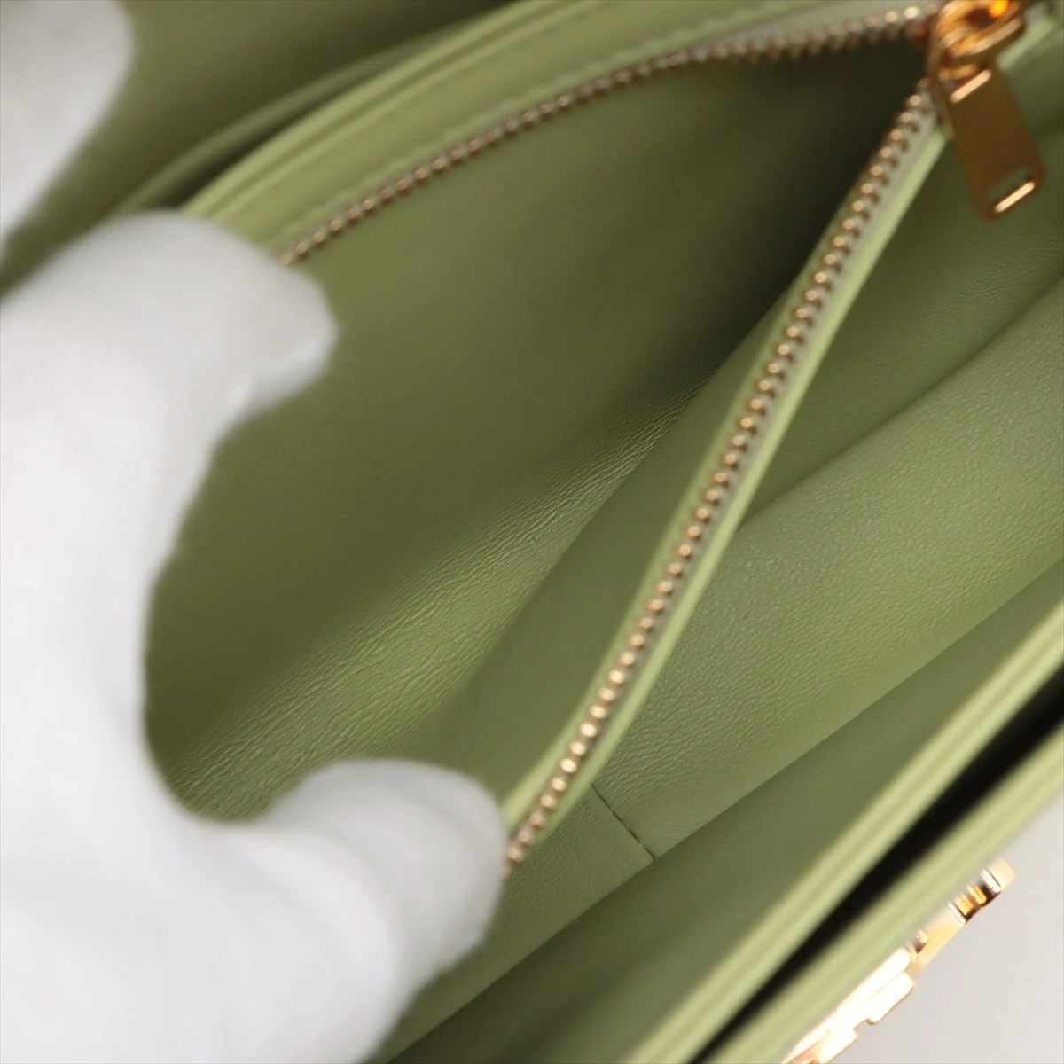 CELINE レザー トリオンフ ミニ ショルダーバッグ グリーン TRIOMPHE セリーヌ CELINE ミニトリオンフ ショルダーバッグ