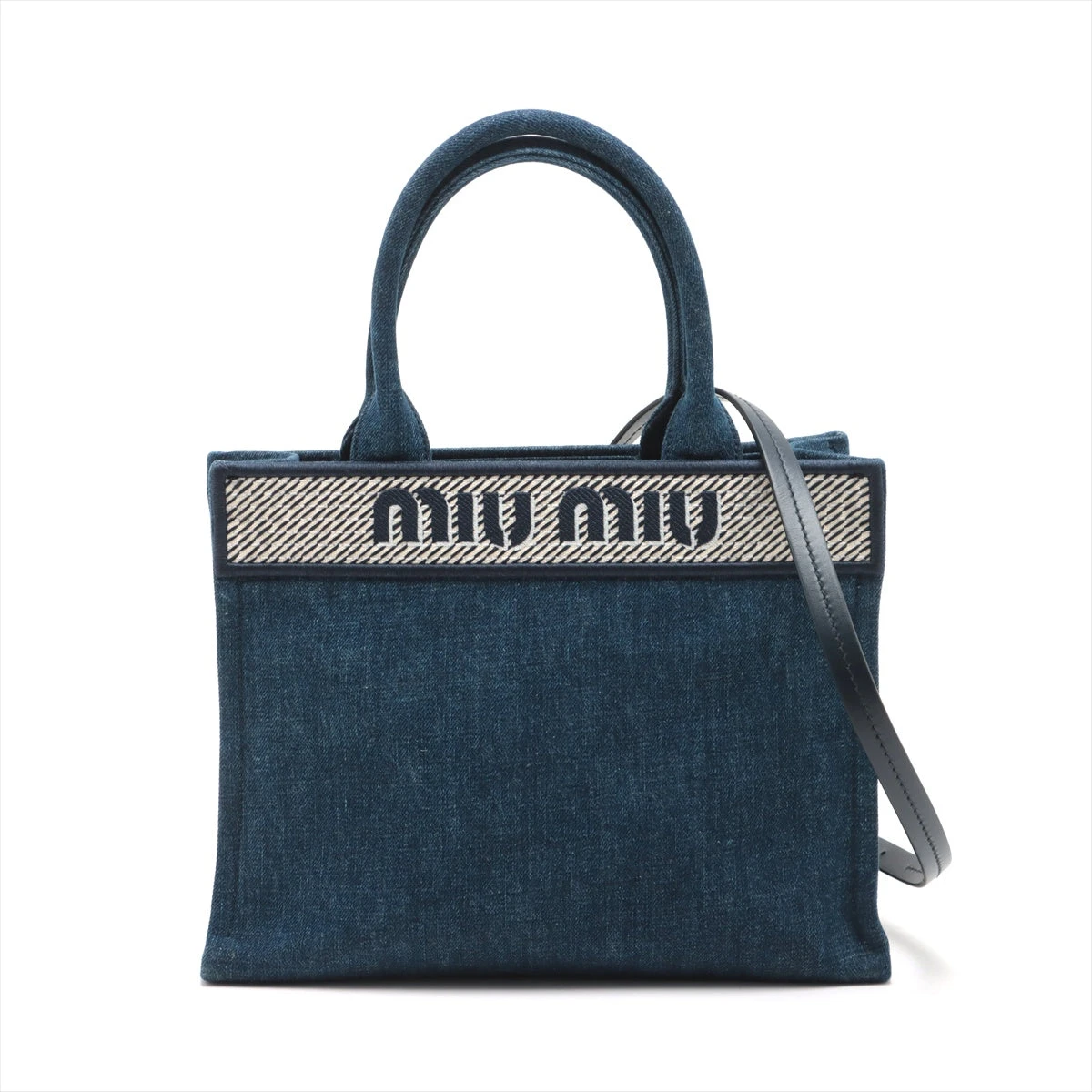 miu miuミュウミュウ ハンド・ショルダーバッグ 2WAY デニムブルー miu ミュウミュウ MIUMIU バイカー 2WAYバッグ ハンドバッグ