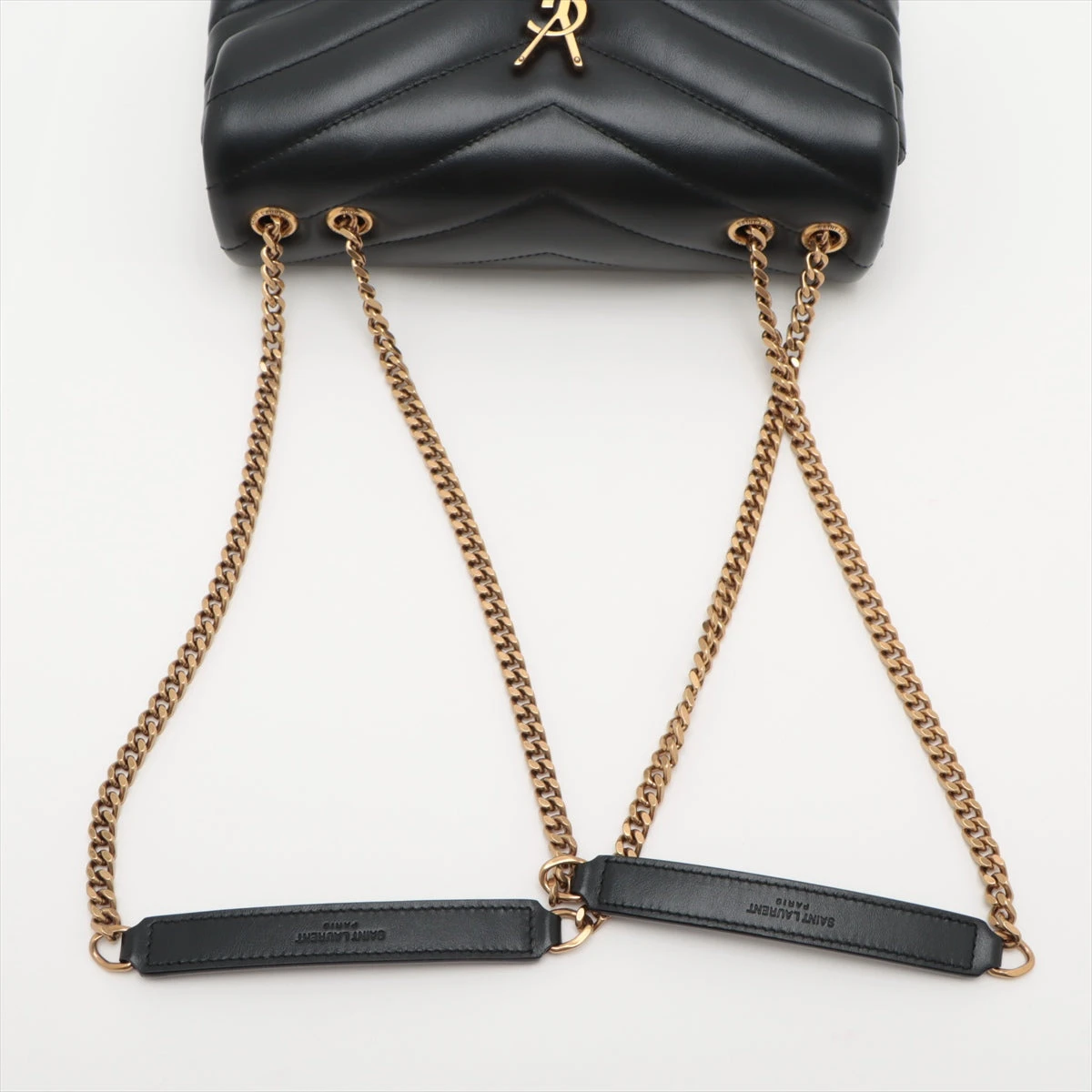 サンローランパリ ルル レザー チェーンショルダーバッグ ブラック