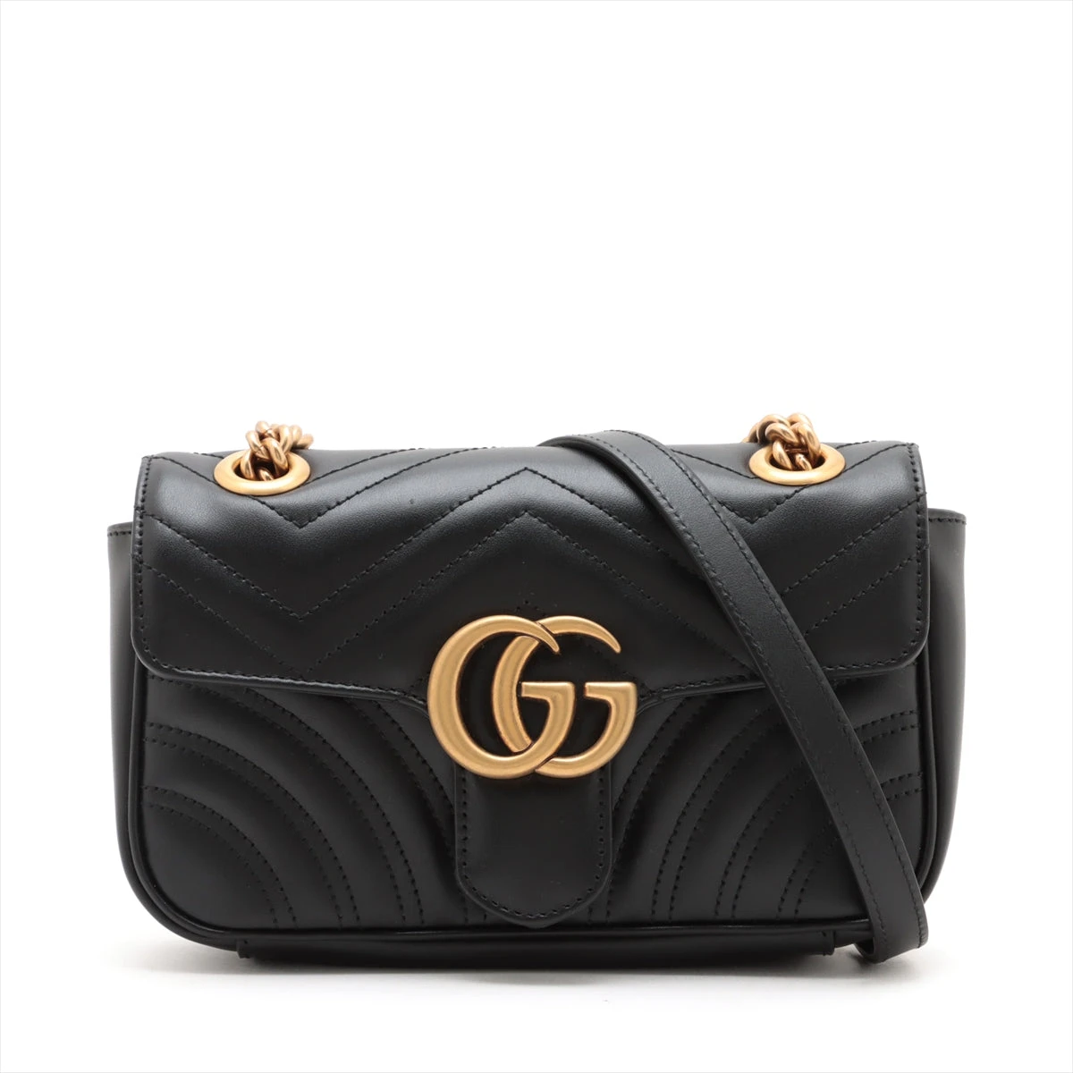 Gucci マ-モントチェーンショルダーバッグ レザーブラック